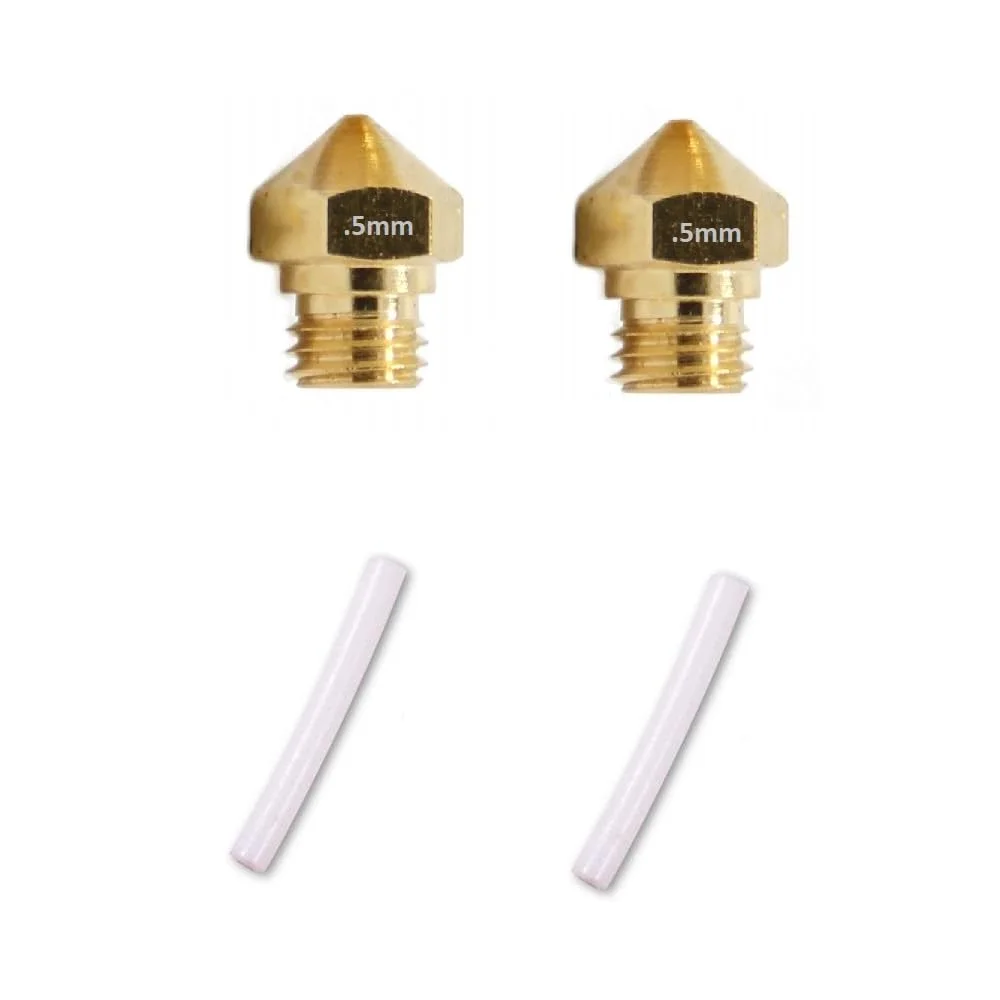 نازل اکسترودر MK10 M7 با قطر 0.5 میلی‌متر و 4 عدد قطعه شامل 2 نازل و 2 لوله - مناسب برای پرینترهای سه بعدی Wanhao FlashForge Creator Pro QIDI Technology و غیره، قطعات جایگزین تعمیر...