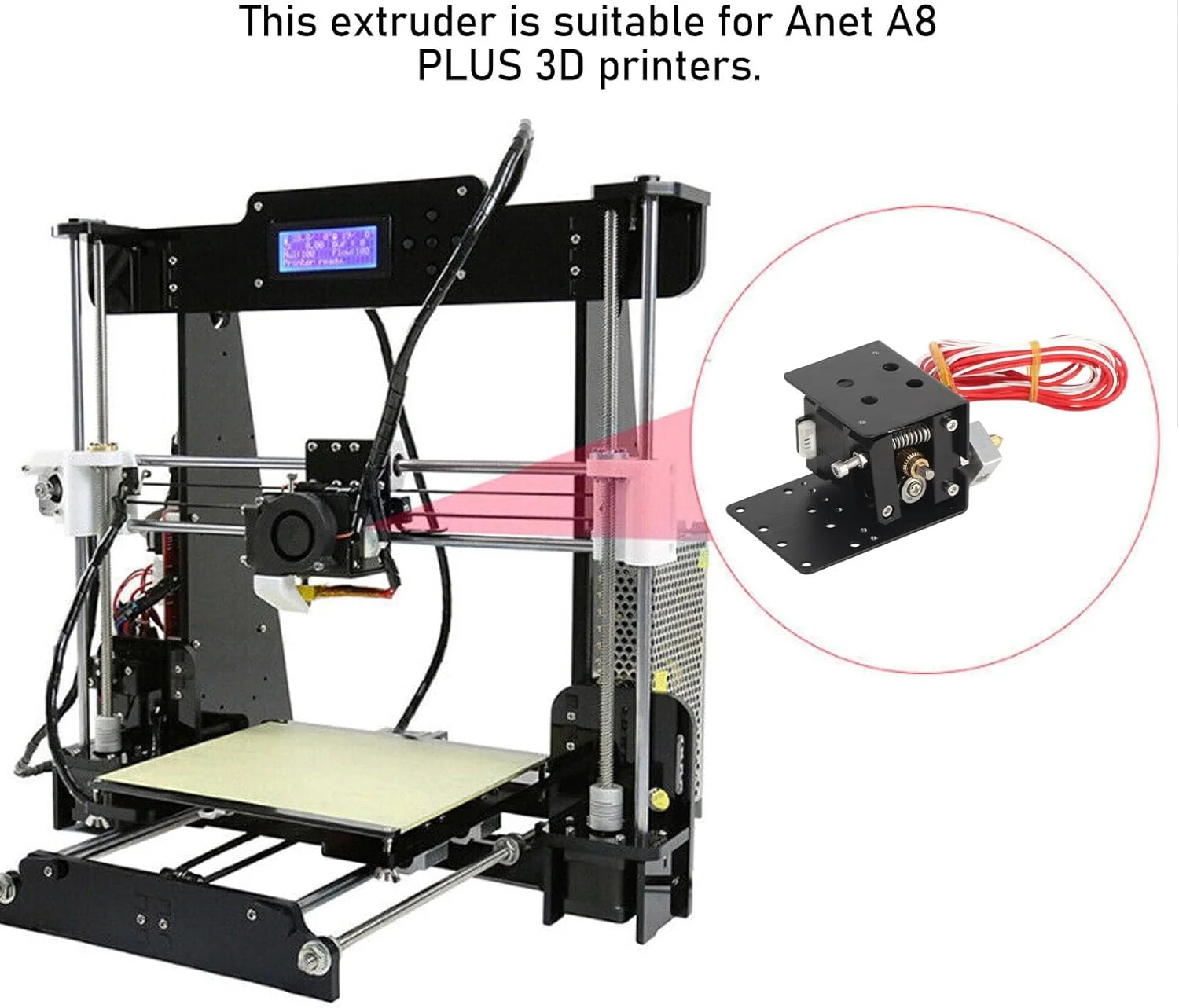 کیت اکسترودر هات اند، کیت اکسترودر درایو مستقیم پرینتر سه بعدی، نازل هات اند 0.4 میلی متری به همراه استپر موتور 42 مناسب برای Anet A8 PLUS
