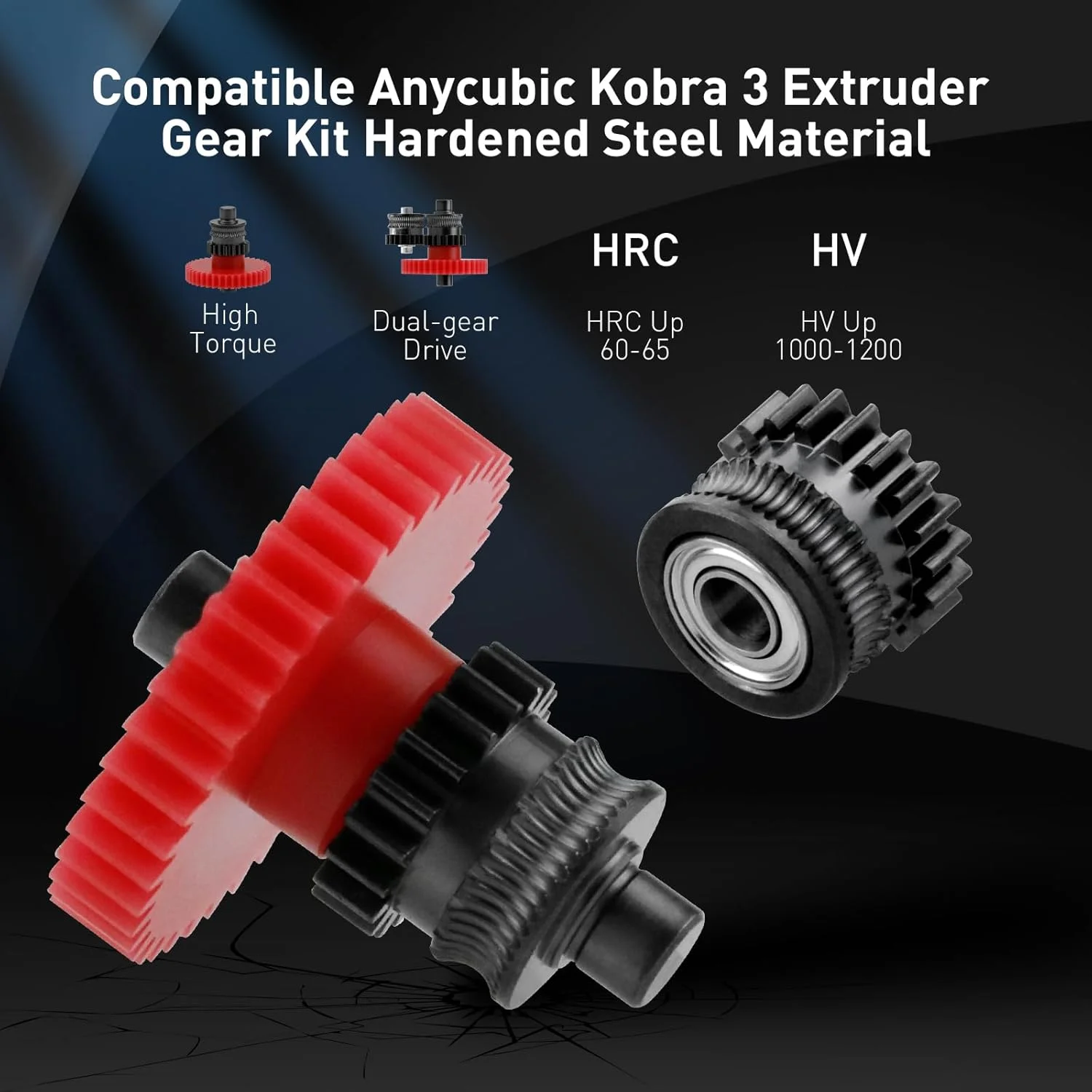 چرخ دنده اکسترودر پرینتر سه بعدی قرمز کبرا 3، کیت چرخ دنده با پوشش نانو، لوازم جانبی پرینتر سه بعدی با درایو مستقیم دوگانه برای پرینتر سه بعدی Anycubic Kobra 3 و سری Kobra 3 Combo