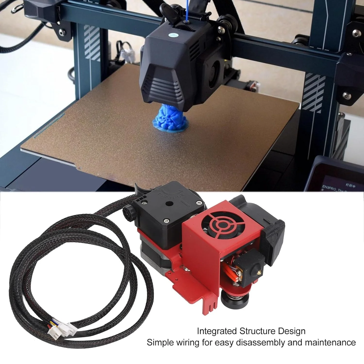کیت اکسترودر درایو مستقیم، روکش سیلیکونی عایق حرارتی، ساختار یکپارچه پوسته آلومینیومی اکسترودر پرینتر سه بعدی 24 ولت برای اصلاح پرینتر