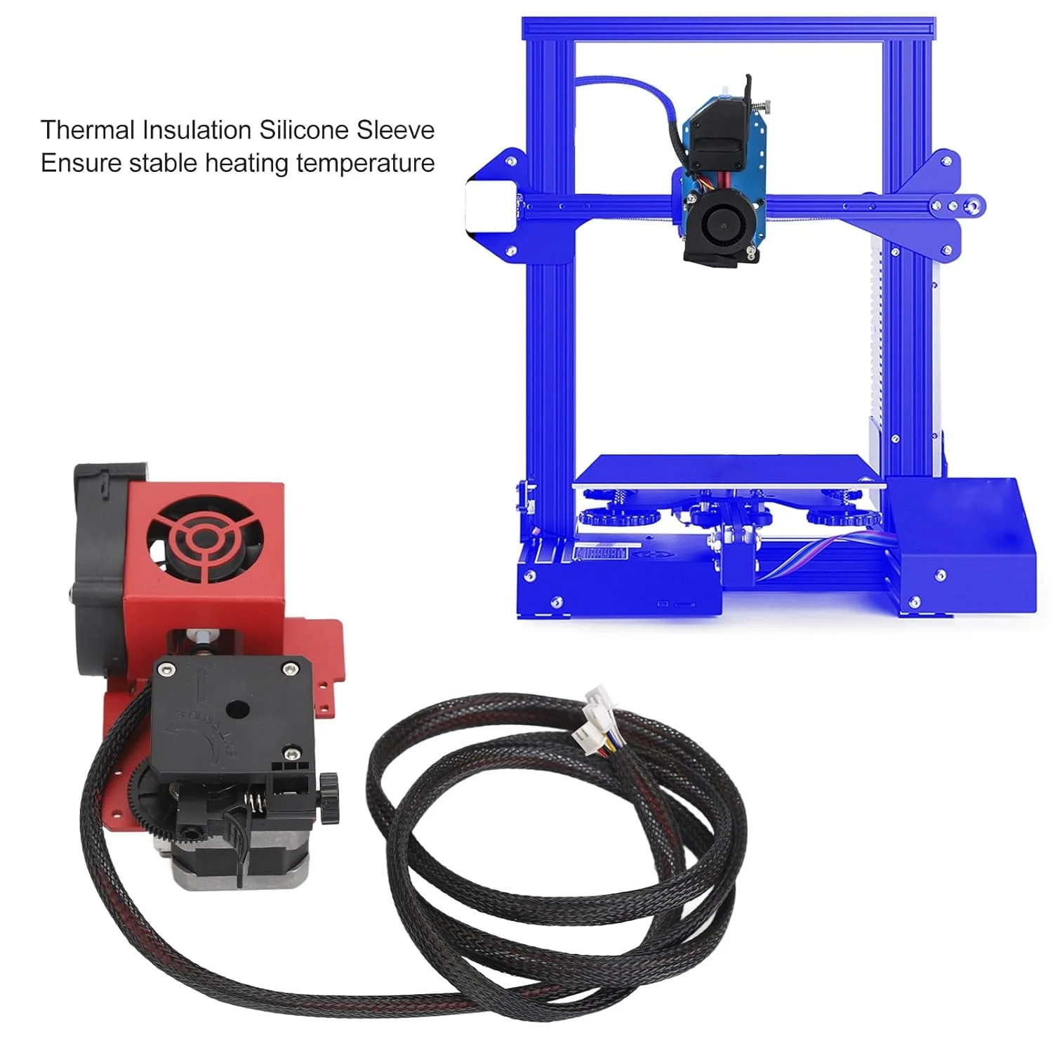 کیت اکسترودر درایو مستقیم، روکش سیلیکونی عایق حرارتی، ساختار یکپارچه پوسته آلومینیومی اکسترودر پرینتر سه بعدی 24 ولت برای اصلاح پرینتر