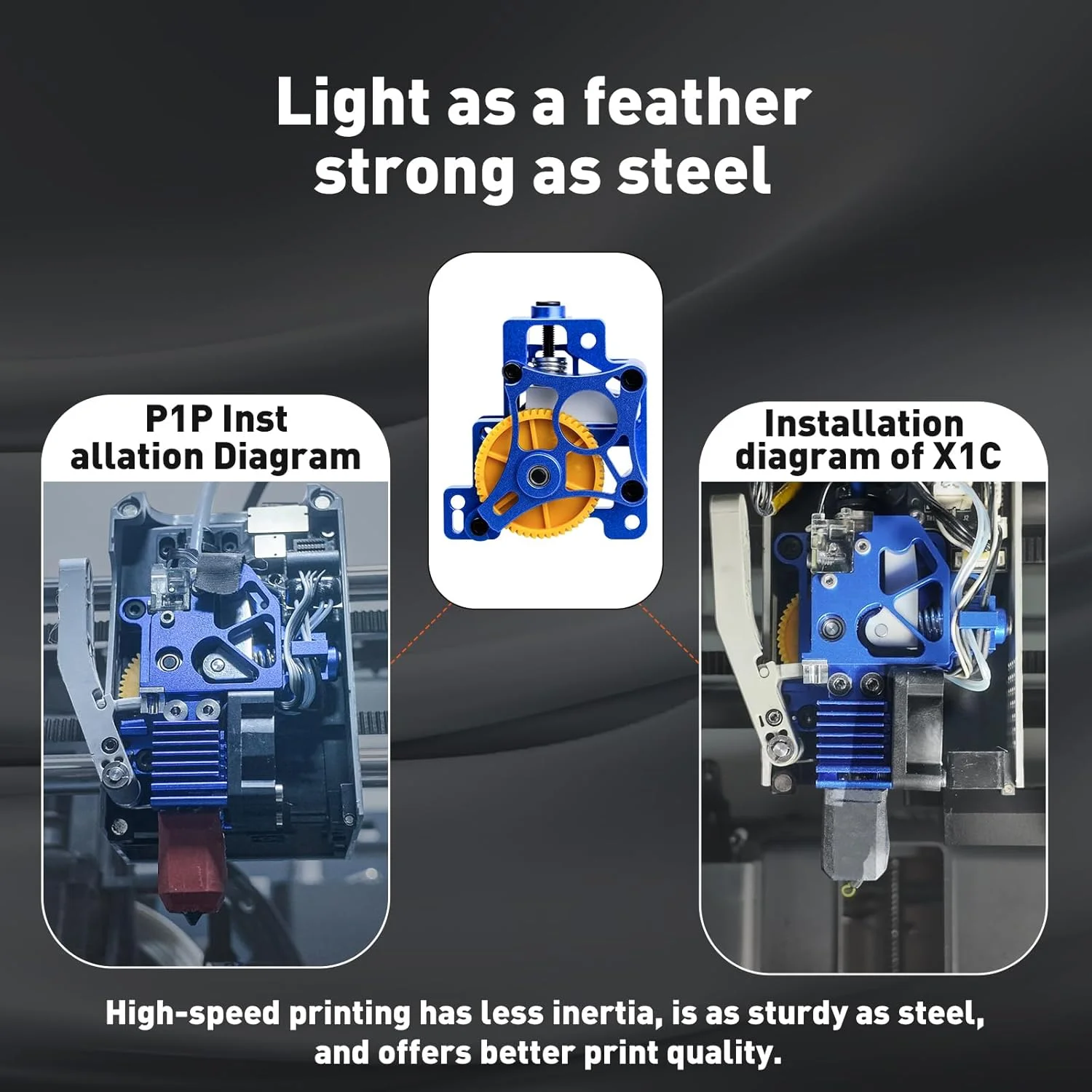کیت اکسترودر فلزی بامبو لب X1 P1، پوسته اکسترودر سبک وزن CNC فلزی توخالی برای سری Bamboo Lab X1/P1، پرینتر سه بعدی با دنده دوگانه اکستروژن فولادی سخت شده برای افزایش نیروی اکستروژن