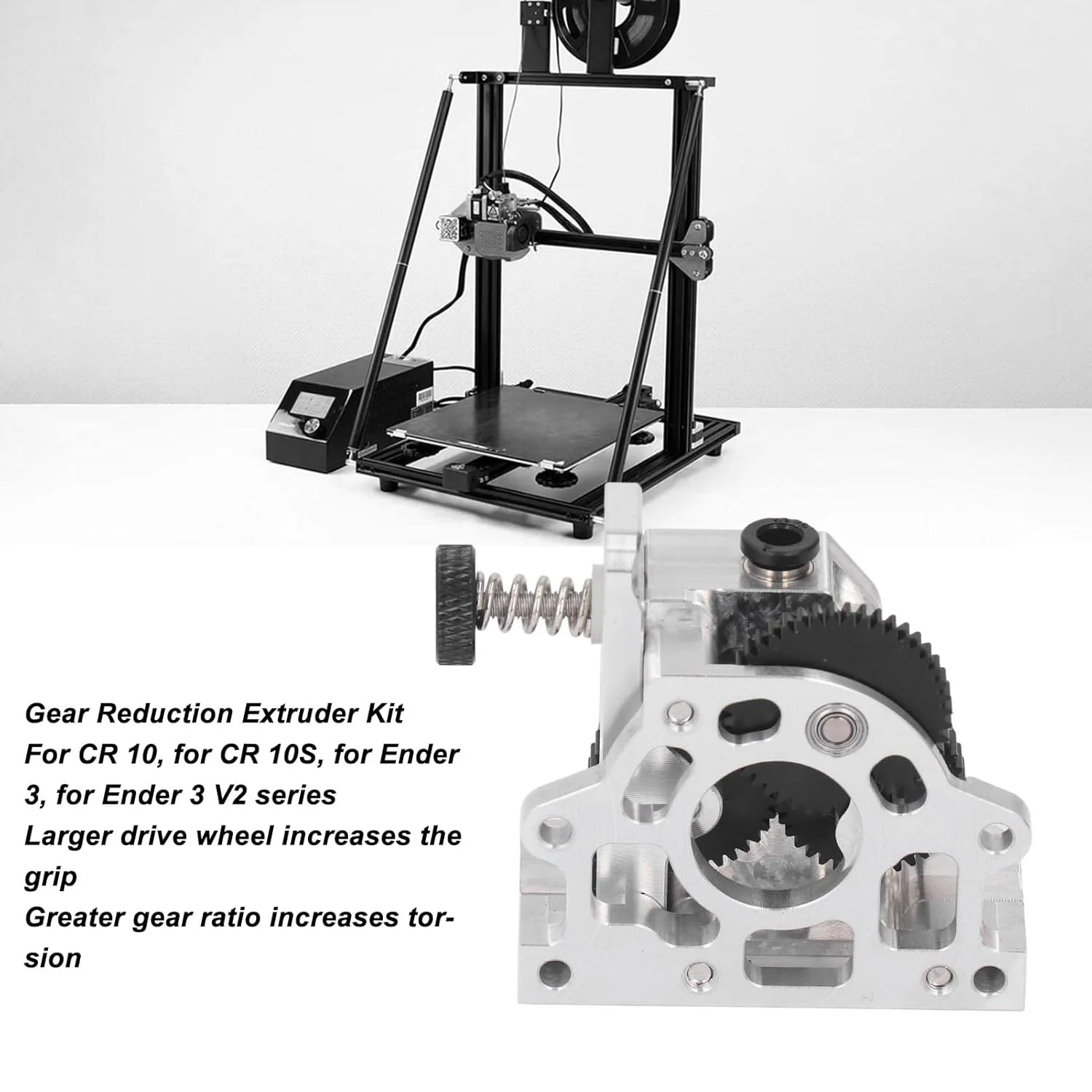 اکسترودر دنده ای، اکسترودر چاپگر سه بعدی فولاد سخت شده پردازش CNC مقاوم در برابر سایش نصب آسان برای Ender 3 برای CR 10 (نقره ای)