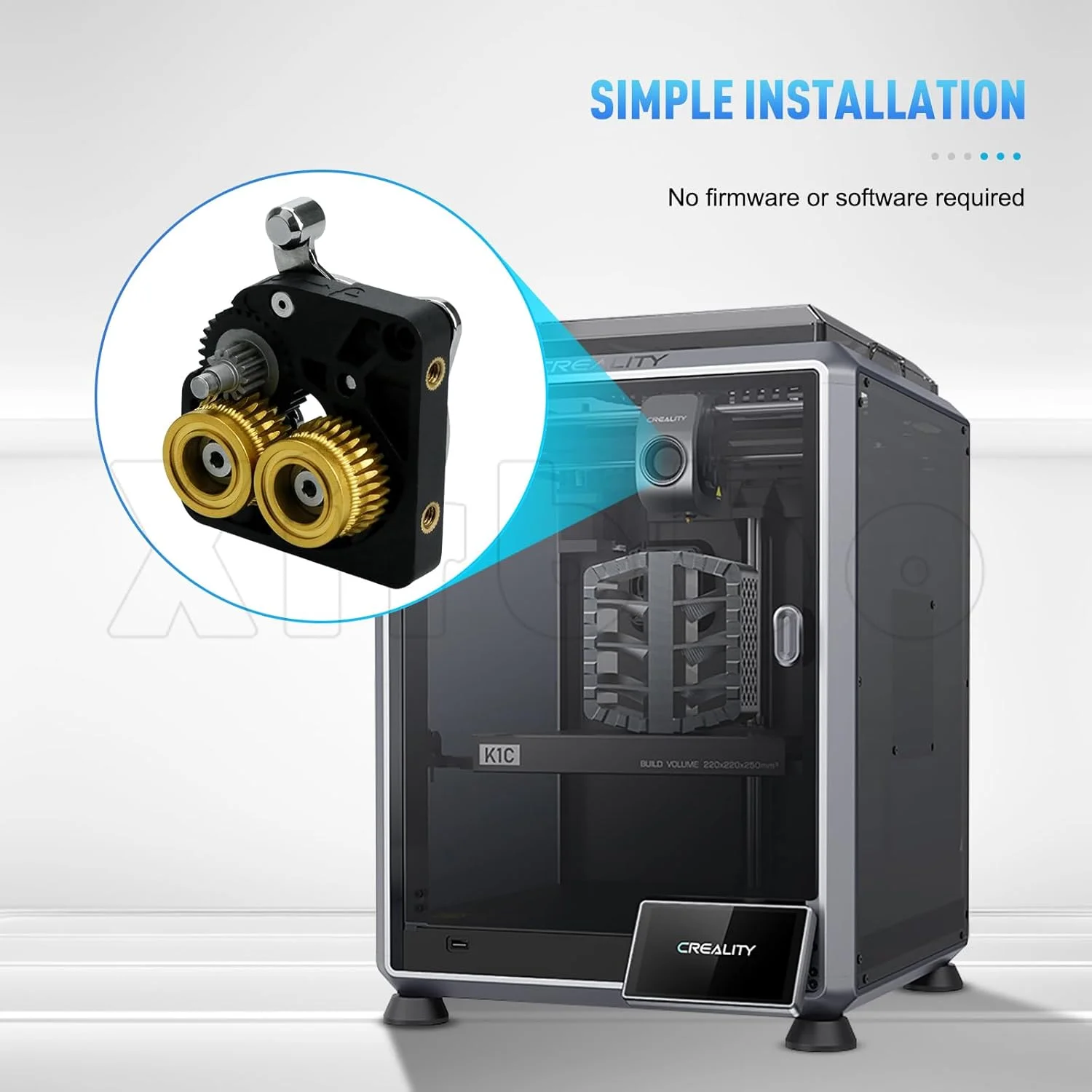 ارتقاء اکسترودر K1 Max، کیت ارتقاء دنده دو بلبرینگ K1 فولاد سخت شده DLC طلایی + دنده کاهنده، دنده اکسترودر درایو فیلامنت تمام فلزی، برای قطعات لوازم جانبی چاپگر سه بعدی K1 / K1 Max / K1C