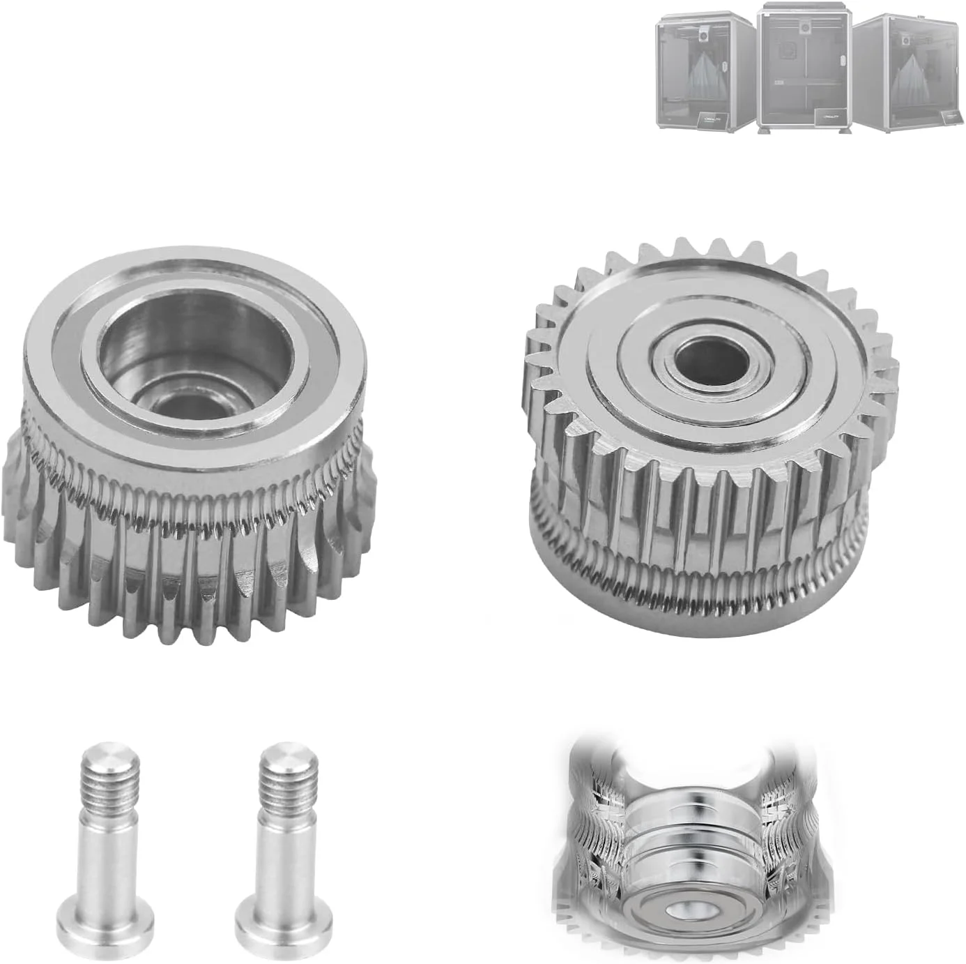 اکسترودر K1 Max، کیت ارتقاء دنده دو بلبرینگ K1، فولاد سخت شده DLC طلایی + دنده کاهنده، دنده اکسترودر تمام فلزی درایو فیلامنت، برای قطعات لوازم جانبی پرینتر سه بعدی K1 / K1 Max / K1C