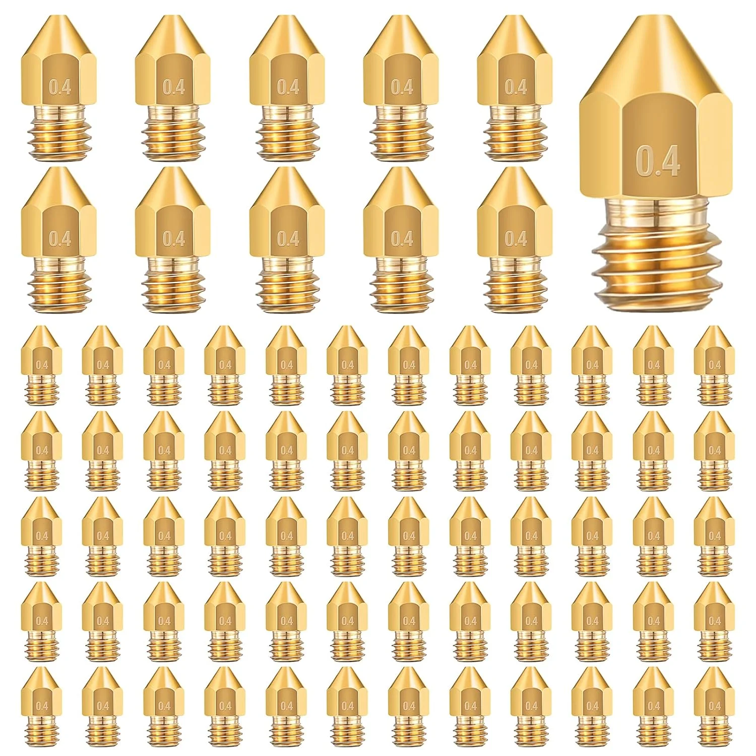 نازل های اکسترودر برنجی پرینتر سه بعدی ژنگمی MK8، 75 عددی، 0.4 میلی متری، سازگار با Makerbot، Creality Cr-10، Ender 3