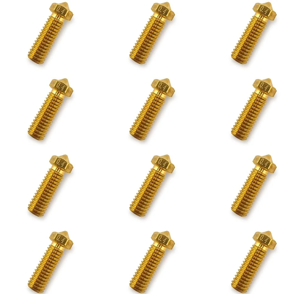 ۱۲ عدد نازل آتشفشانی ۰.۴ میلی‌متری، نازل‌های Vyper با رزوه M6، نازل اکسترودر هات‌اند آتشفشانی سازگار با آرتillery Genius، Sidewinder X1، X2، Anycubic Vyper، Anycubic Kobra Plus، Kobra Max برای فیلامنت ۱.۷۵ میلی‌متری