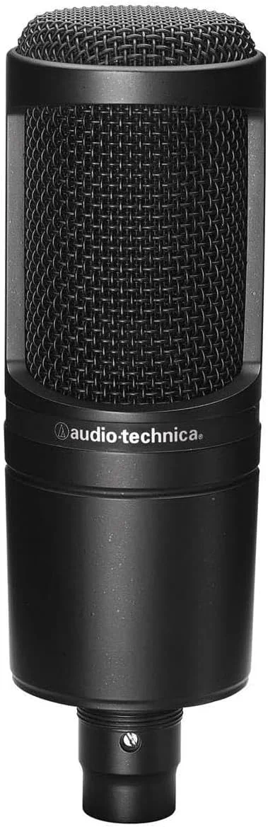 میکروفون کاندنسر کاردیوید Audio-Technica AT2020 به همراه فیلتر بازتاب صدا، پایه میکروفون سه پایه، پاپ فیلتر، کابل XLR 3 متری، هدفون استودیویی، کیت کامل ضبط صدا (6 قطعه)