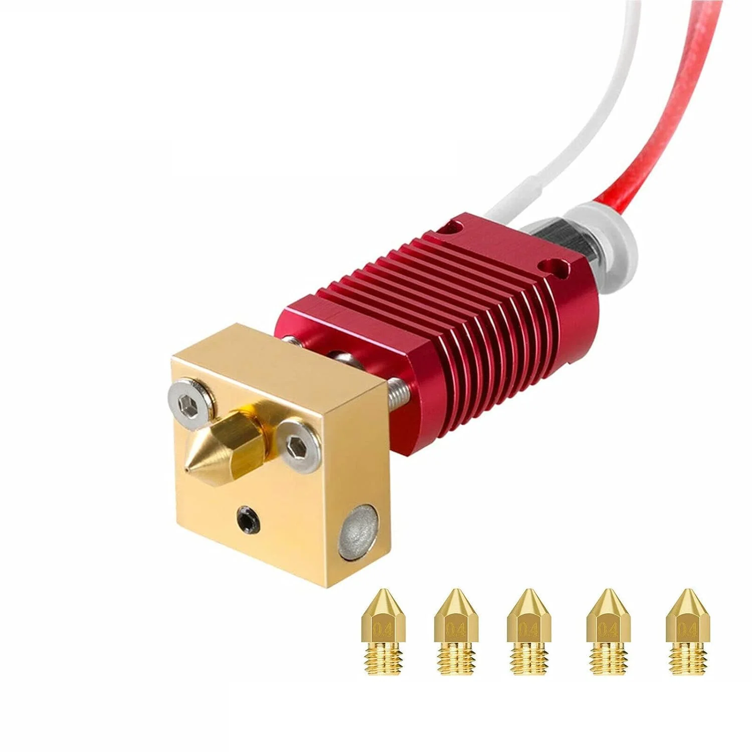 کیت اکسترودر هات اند، کیت هات اند اکسترودر MK8 مونتاژ شده با نازل 0.4 میلی متری و جوراب سیلیکونی سازگار با Creality Ender 3، Ender 3 Pro، Ender 3 V2