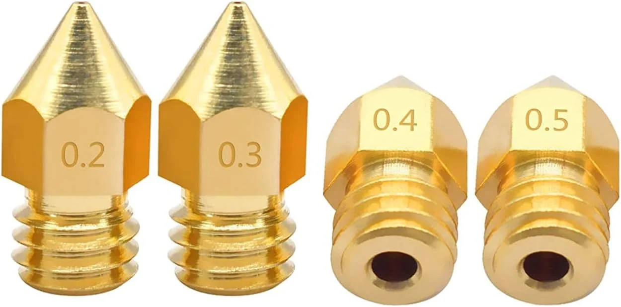 نازل، نازل پرینتر، نازل های برنجی، 5 عدد نازل برنجی با قطر 0.2/0.3/0.4/0.5 میلی متر برای اکسترودر پرینتر سه بعدی با فیلامنت 1.75/3.0 میلی متر، قطر نازل 0.3 میلی متر (رنگ: فیلامنت 1.75 میلی متر، اندازه: 0.3 میلی متر)