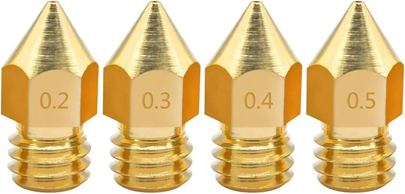 نازل، نازل پرینتر، نازل های برنجی، 5 عدد نازل برنجی با قطر 0.2/0.3/0.4/0.5 میلی متر برای اکسترودر پرینتر سه بعدی با فیلامنت 1.75/3.0 میلی متر، قطر نازل 0.3 میلی متر (رنگ: فیلامنت 1.75 میلی متر، اندازه: 0.3 میلی متر)