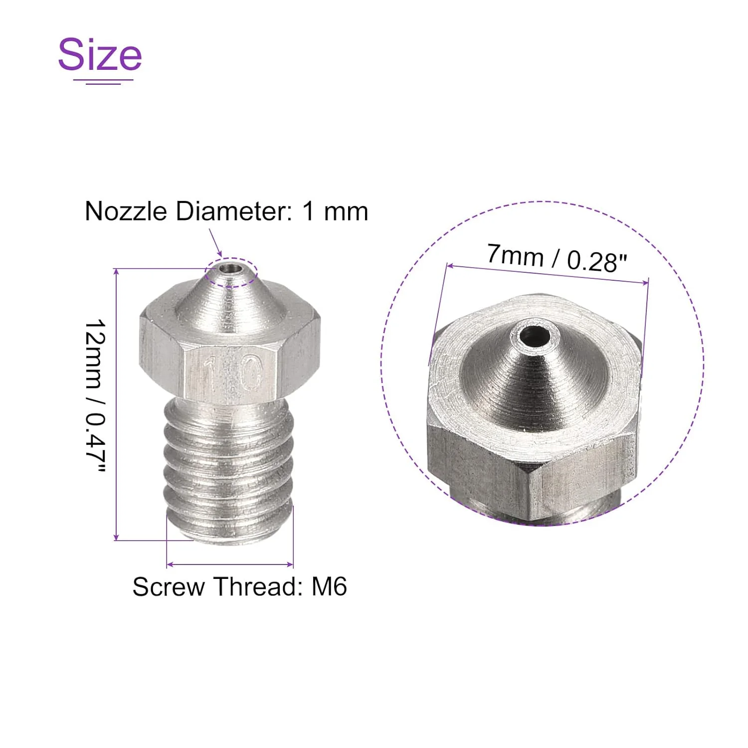نازل پرینتر سه بعدی DMiotech بسته 2 عددی، 1 میلیمتری، نازل استیل ضد زنگ برای اکسترودر V5 V6، فیلامنت 1.75 میلیمتری نازل پرینتر سه بعدی DMiotech بسته 2 عددی، 1 میلیمتری، نازل استیل ضد زنگ برای اکسترودر V5 V6، فیلامنت 1.75 میلیمتری
