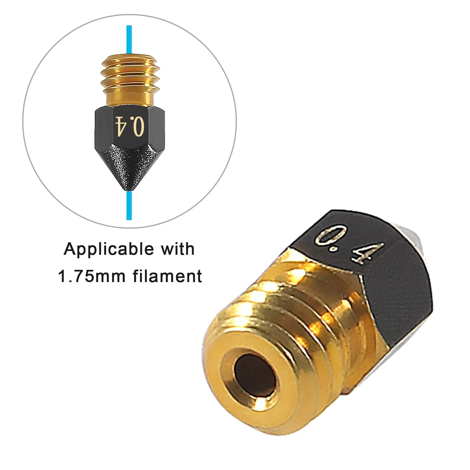 نازل پرینتر سه بعدی MK8 DIANN، ۲۰ عددی، فولاد سخت شده ۰.۴ میلی متری + استیل ضد زنگ + نازل اکسترودر برنجی MK8، نازل های برنجی PTFE