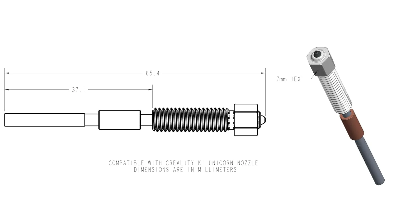 نازل های Diamondback - سازگار با Creality Unicorn K1 - نازل های پرینتر سه بعدی با نوک الماس جامد پلی کریستالی، اکستروژن بهبود یافته، مناسب برای انواع فیلامنت، عمر طولانی، مقاوم در برابر سایش، ساخت آمریکا (0.4 میلی متر)