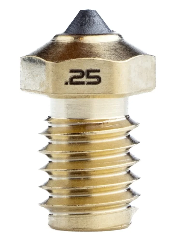 نازل‌های Diamondback – سازگار با V6 – نازل‌های پرینتر سه بعدی با نوک الماس جامد پلی‌کریستالی، اکستروژن بهبود یافته، مناسب برای هر نوع فیلامنت، عمر طولانی، مقاوم در برابر سایش، ساخت ایالات متحده آمریکا (برنجی) (0.25mm)