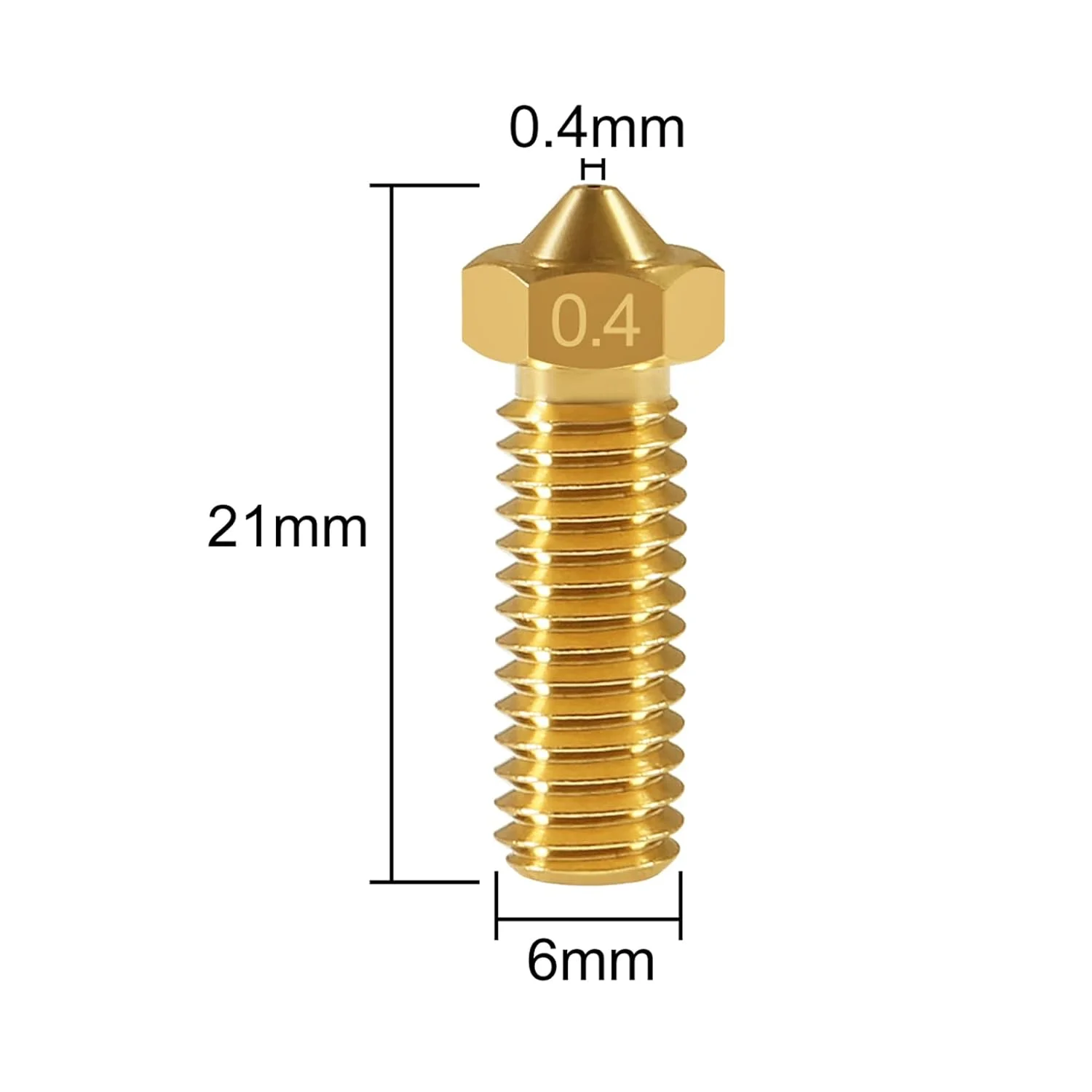 ۲۰ عدد نازل برنجی ولکانو V6 اکسترودر اضافی نازل ۰.۴ میلی متری M6 فیلامنت ۱.۷۵ میلی متری برای قطعات پرینتر سه بعدی (۰.۴ میلی متر)