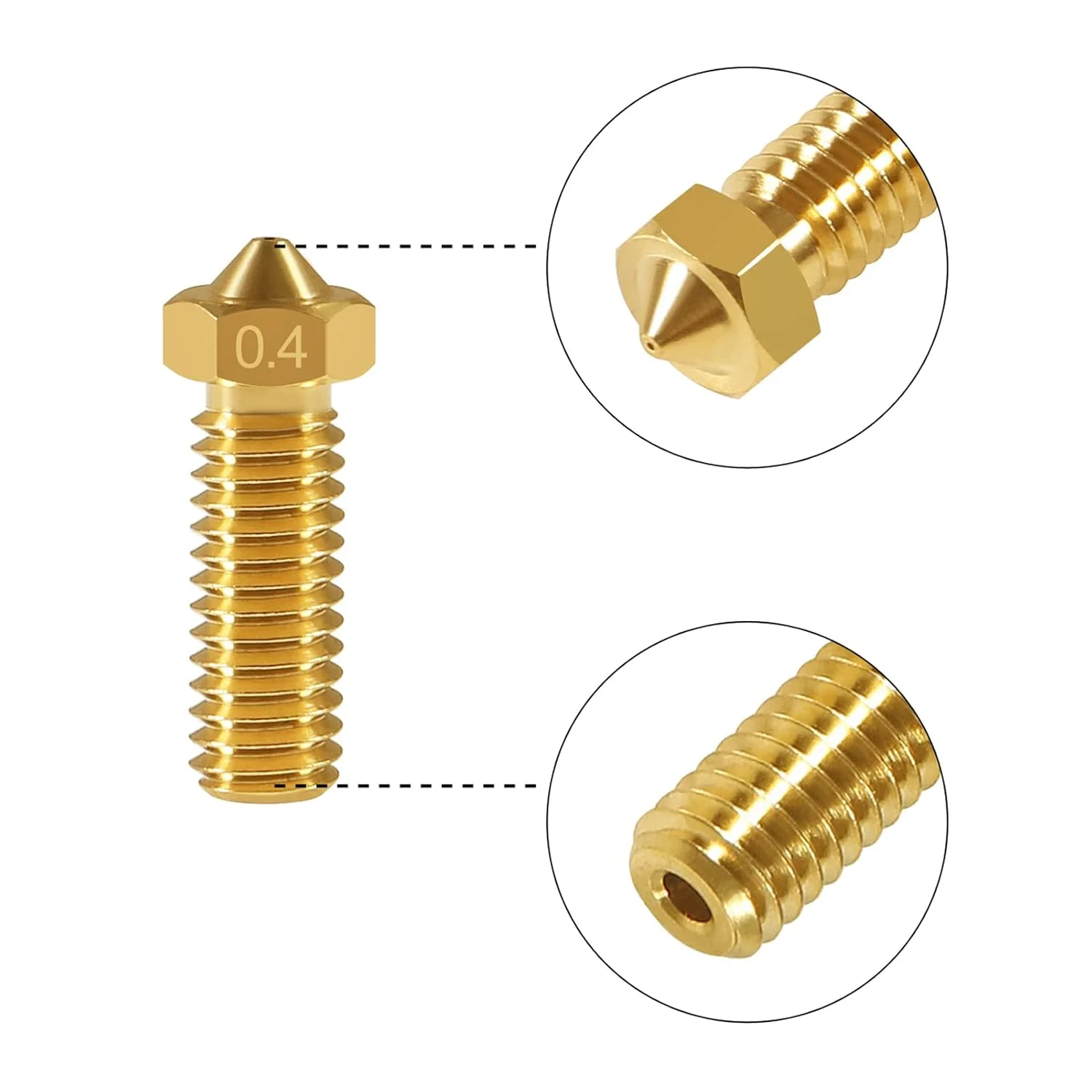 ۲۰ عدد نازل برنجی ولکانو V6 اکسترودر اضافی نازل ۰.۴ میلی متری M6 فیلامنت ۱.۷۵ میلی متری برای قطعات پرینتر سه بعدی (۰.۴ میلی متر)