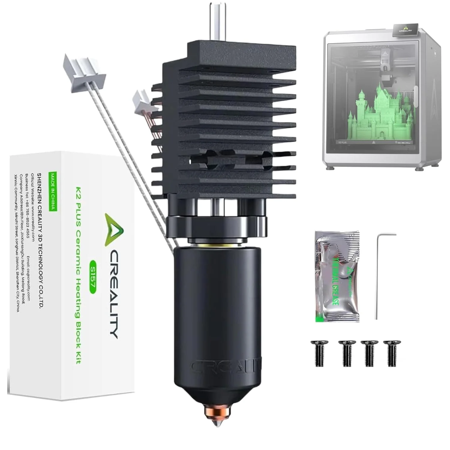 هات‌اند K2 Plus برای Creality Official K2 Plus بلوک حرارتی سرامیکی، کیت نازل تعویض سریع Unicorn، مقاوم در برابر دمای بالا 350 درجه سانتیگراد، کیت طراحی یکپارچه تمام فلزی برای Creality K2 Plus