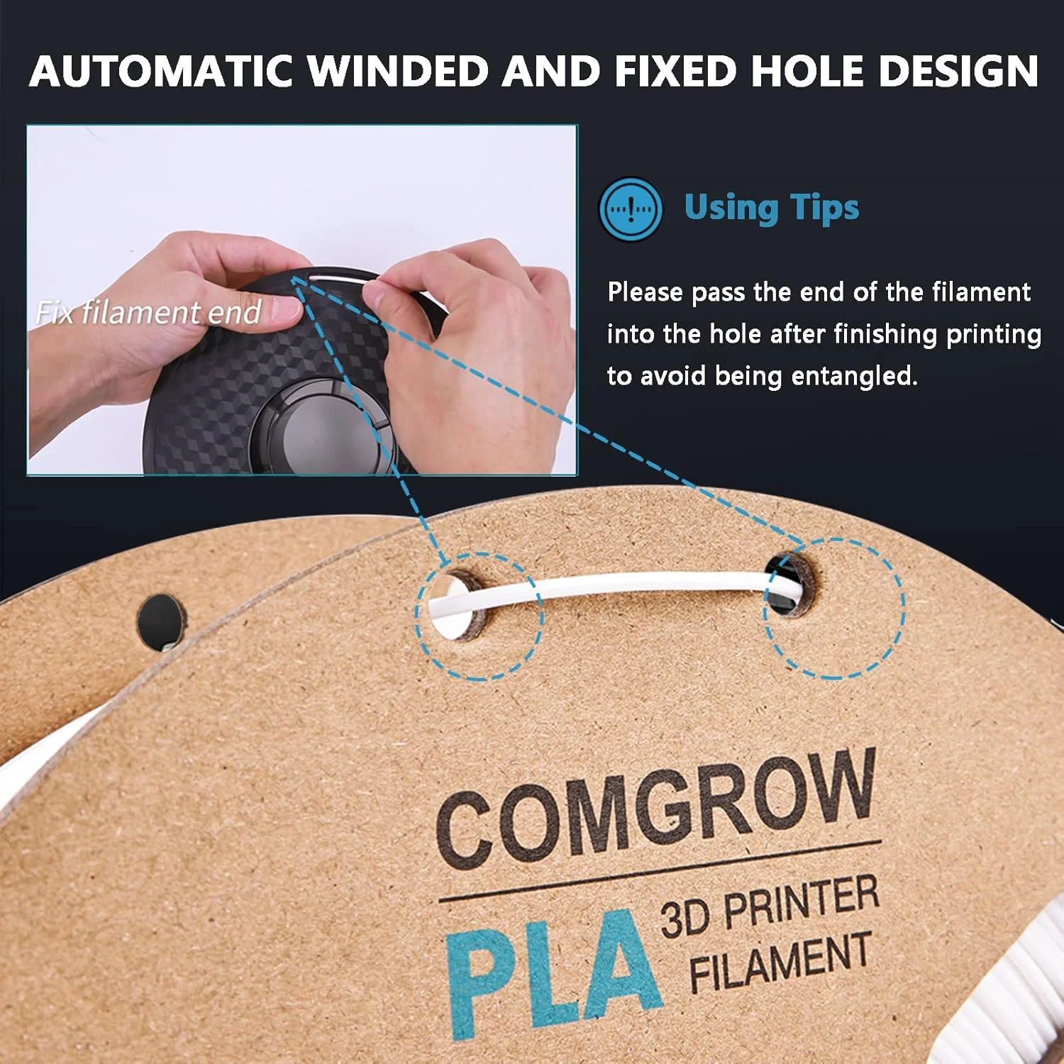 فیلامنت پرینتر سه بعدی PLA کامگرو، فیلامنت PLA پرینتر سه بعدی 1.75 میلی متر 1 کیلوگرم سفید و کیت نازل K1 0.4 میلی متر 0.6 میلی متر 0.8 میلی متر، 4 عدد نازل فولادی سخت شده و 4 عدد نازل اکسترودر آلیاژ مس