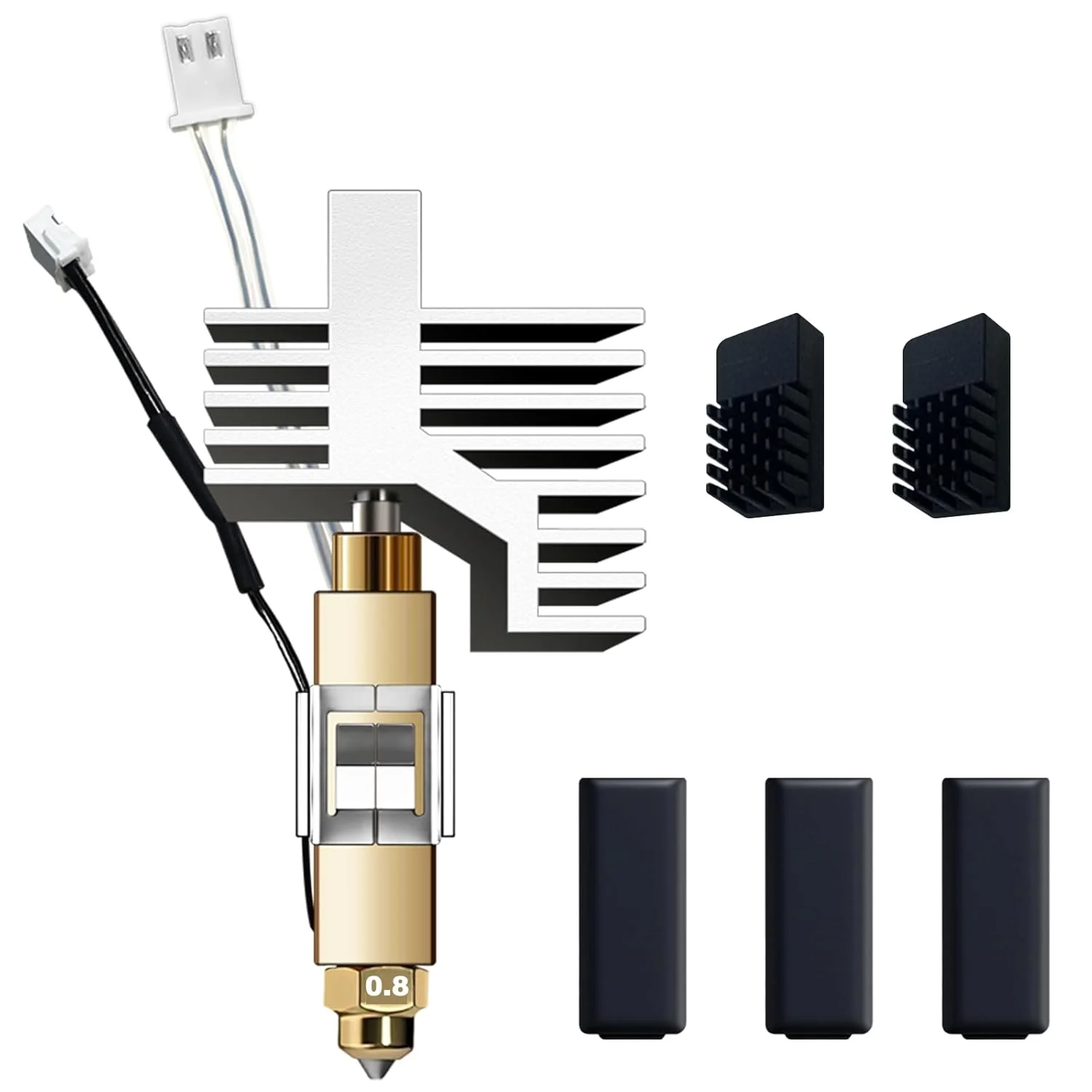 کیت هات‌اند برای Elegoo Centauri Carbon، نازل فولادی سخت‌کاری شده برنجی 0.8 میلی‌متری از پیش نصب شده، کیت هات‌اند اکسترودر با هیت سینک نصب شده، همراه با 2 عدد جوراب سیلیکونی و 2 عدد دستمال نازل برای لوازم جانبی Elegoo CC