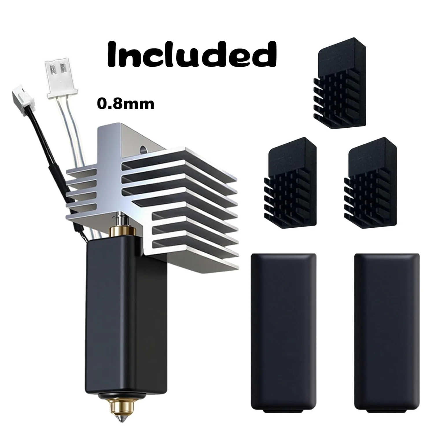 کیت هات‌اند برای Elegoo Centauri Carbon، نازل فولادی سخت‌کاری شده برنجی 0.8 میلی‌متری از پیش نصب شده، کیت هات‌اند اکسترودر با هیت سینک نصب شده، همراه با 2 عدد جوراب سیلیکونی و 2 عدد دستمال نازل برای لوازم جانبی Elegoo CC