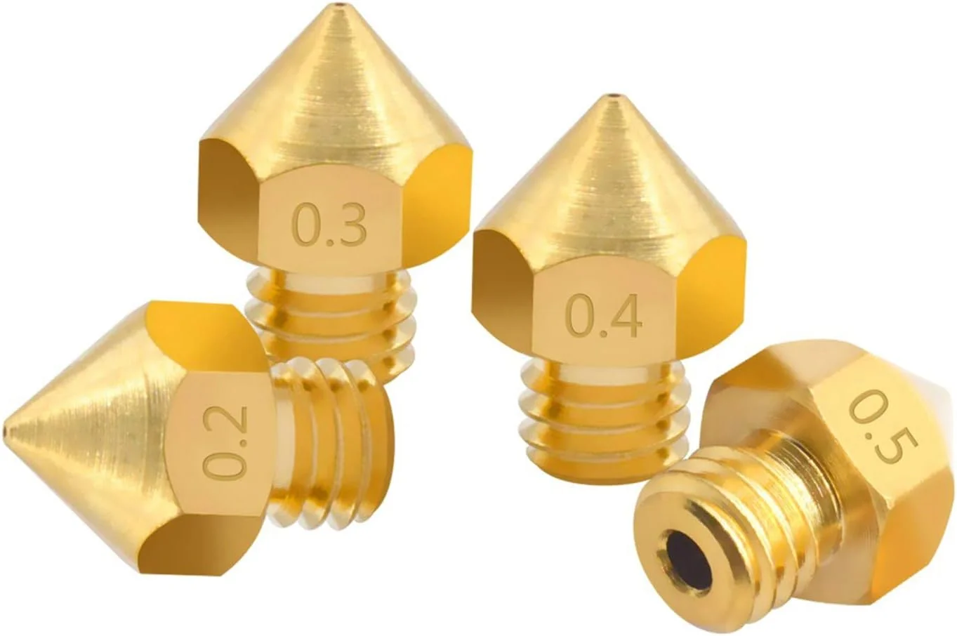 نازل ها، نازل پرینتر، نازل های برنجی، 5 عدد نازل مسی با ظرفیت بالا با رزوه M6 برای لوازم جانبی اکسترودر پرینتر سه بعدی فیلامنت 1.75 میلی متری، قطر نازل 0.5 میلی متر (رنگ: برای فیلامنت 1.75 میلی متری، اندازه: نازل)
