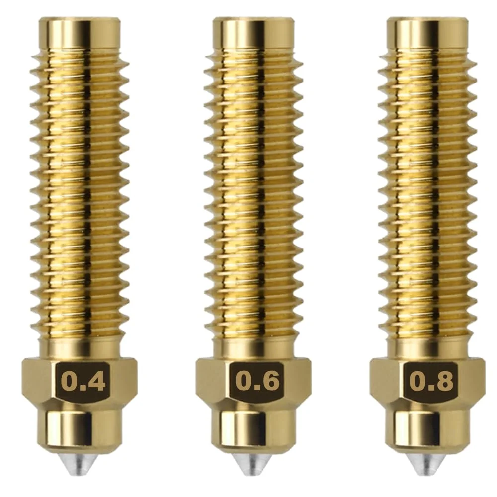 (3 عددی) کیت نازل برنجی فولاد سخت شده دوفلزی ELEGOO Centauri Carbon Hotend (0.4MM/0.6MM/0.8MM)، برنج دارای رسانایی حرارتی قوی و فولاد سخت شده فوق العاده مقاوم در برابر سایش است.