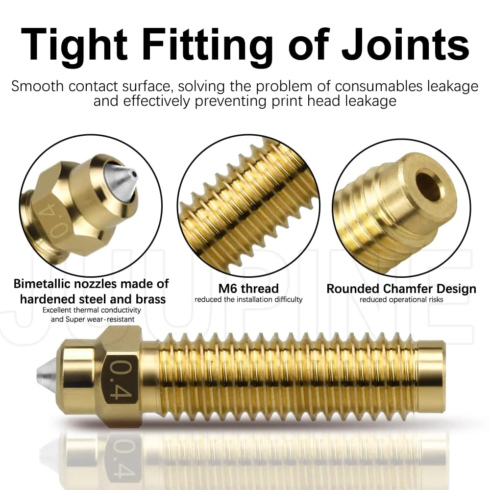 (3 عددی) کیت نازل برنجی فولاد سخت شده دوفلزی ELEGOO Centauri Carbon Hotend (0.4MM/0.6MM/0.8MM)، برنج دارای رسانایی حرارتی قوی و فولاد سخت شده فوق العاده مقاوم در برابر سایش است. (3 عددی) کیت نازل برنجی فولاد سخت شده دوفلزی ELEGOO Centauri Carbon Hotend (0.4MM/0.6MM/0.8MM)، برنج دارای رسانایی حرارتی قوی و فولاد سخت شده فوق العاده مقاوم در برابر سایش است.