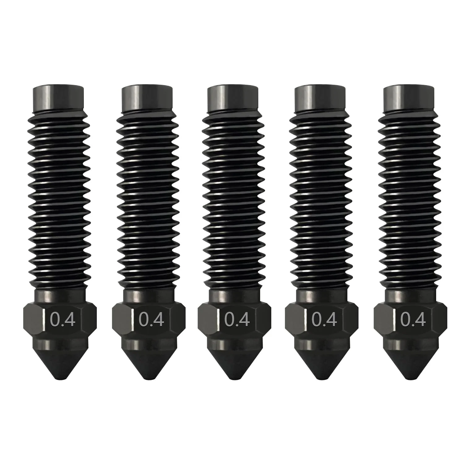 مجموعه 5 عددی نازل کربنی 0.4 میلی‌متری Centauri برای Elegoo Centauri - شامل 5 عدد نازل فولادی سخت‌کاری شده مقاوم در برابر سایش و دمای بالا، لوازم جانبی نازل هات‌اند اکسترودر پرینتر سه بعدی