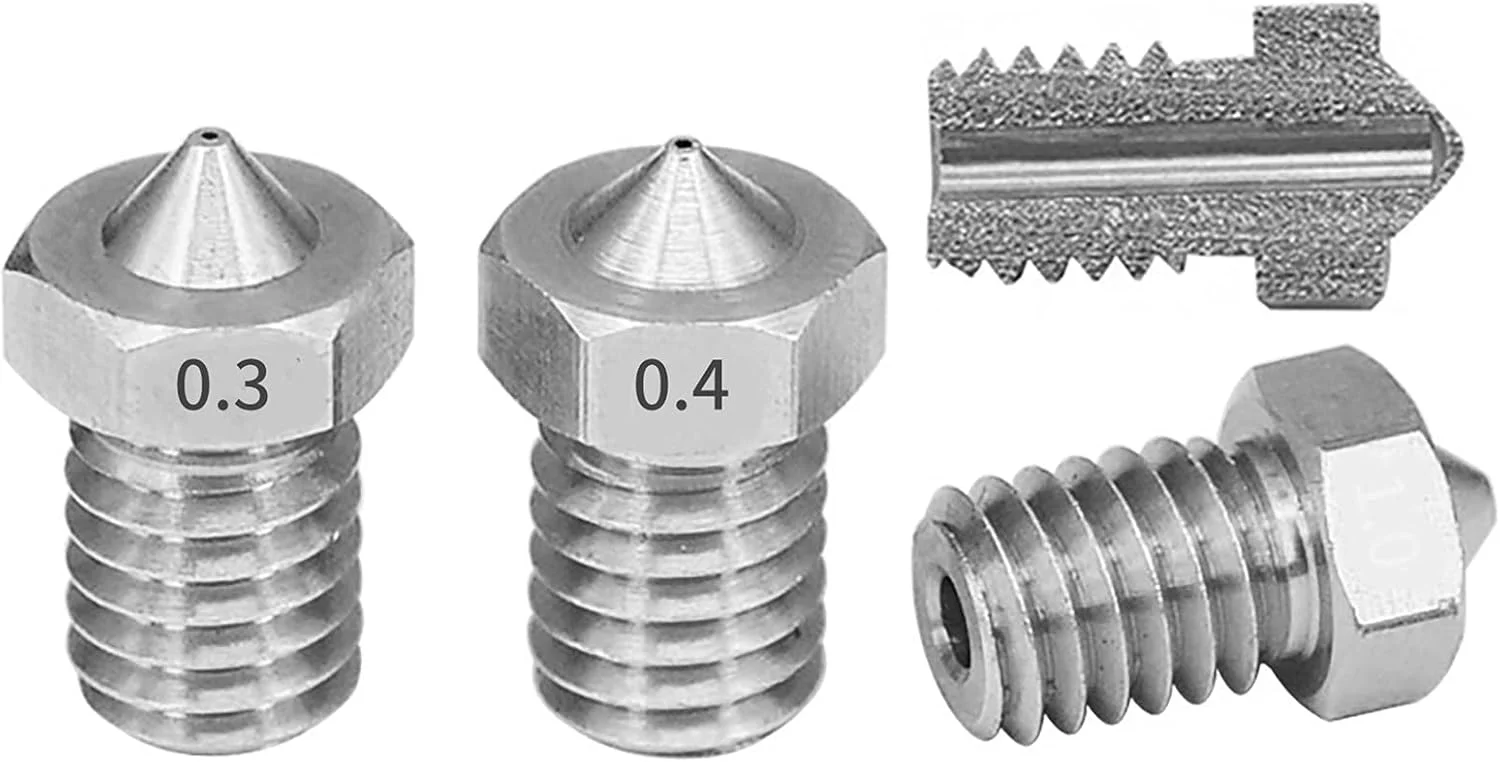 نازل استیل ضد زنگ، اکسترودر هد چاپ، به همراه آچار، با مشخصات 0.2، 0.4، 0.6، 0.8، 1.0 میلی‌متر، لوازم جانبی پرینتر سه بعدی DIY