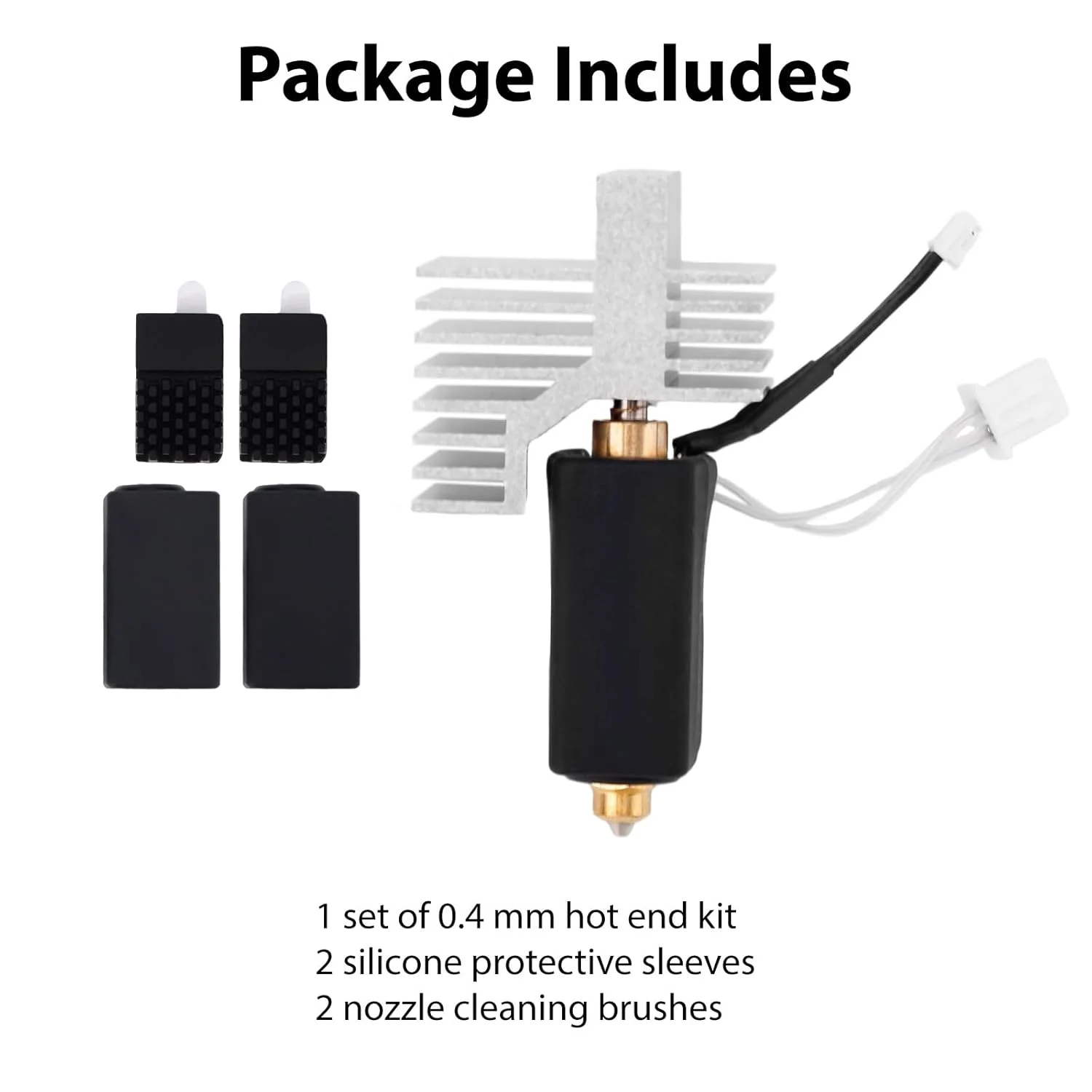 کیت هات‌اند سرامیکی 0.4 میلی‌متری برای Elegoo Centauri Carbon، اکسترودر هات‌اند با نازل‌های فولادی سخت‌کاری شده و برنجی، 2 روکش سیلیکونی و 2 برس نازل برای نگهداری پرینتر سه بعدی