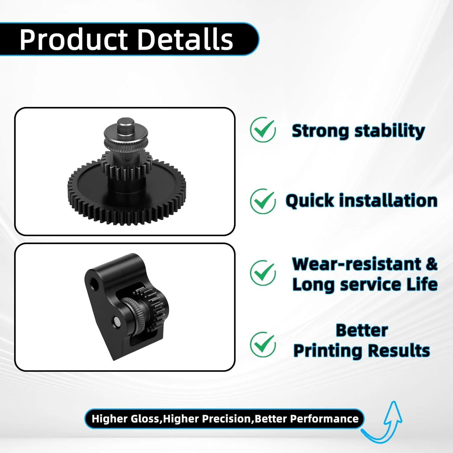 کیت چرخ دنده اکسترودر Centauri برای Elegoo Centauri Carbon - چرخ دنده محرک فلزی SKD11 و دسته POM با بلبرینگ مقاوم در برابر سایش GFM، قطعات جایگزین اکسترودر پرینتر سه بعدی با دوام و سختی بالا