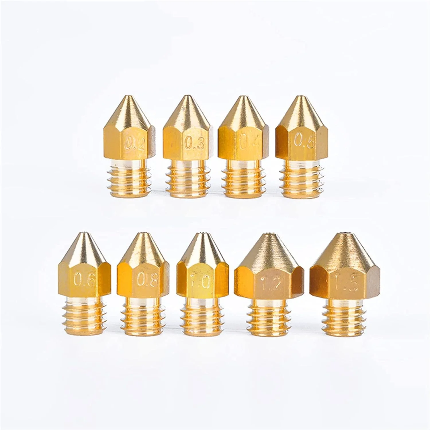 10 عدد نازل اکسترودر MK8 برنجی نوک تیز با علامت گذاری 1.75mm/0.4mm، لوازم جانبی پرینتر سه بعدی