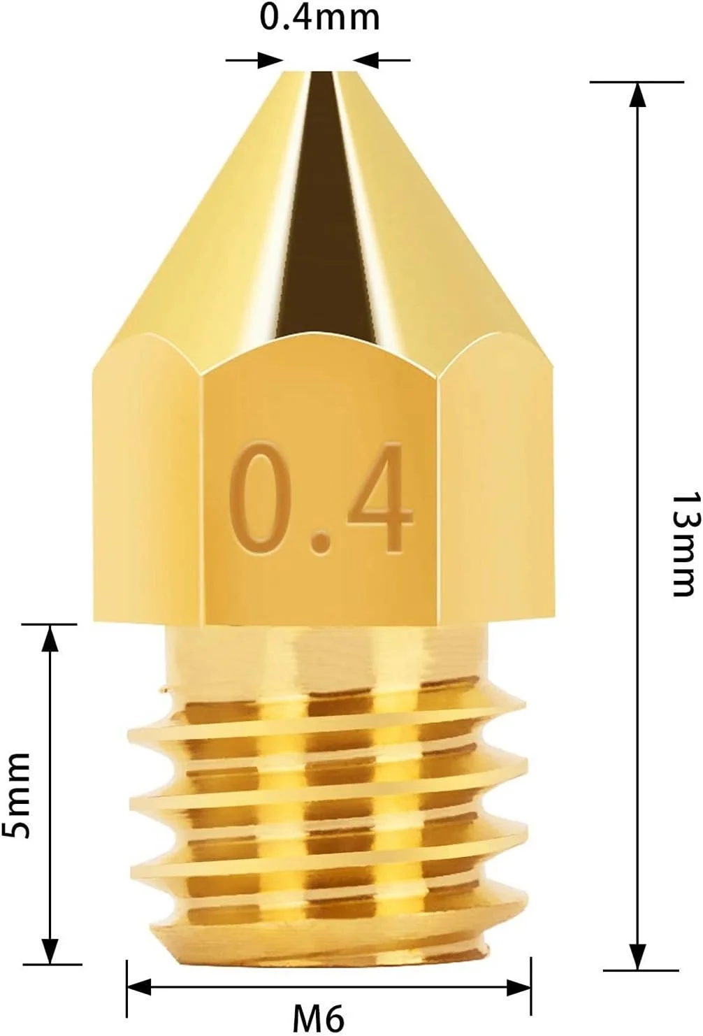 10 عدد نازل اکسترودر MK8 برنجی نوک تیز با علامت گذاری 1.75mm/0.4mm، لوازم جانبی پرینتر سه بعدی