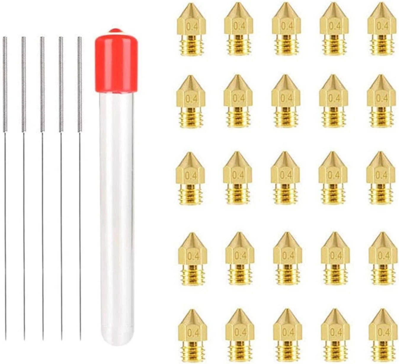 نازل برنجی BREAKA، اکسترودر MK8، رزوه M6، مواد مصرفی 1.75 میلی‌متری، به همراه جعبه نگهداری سوزن تمیز کننده، مجموعه 31 عددی، لوازم جانبی پرینتر سه بعدی