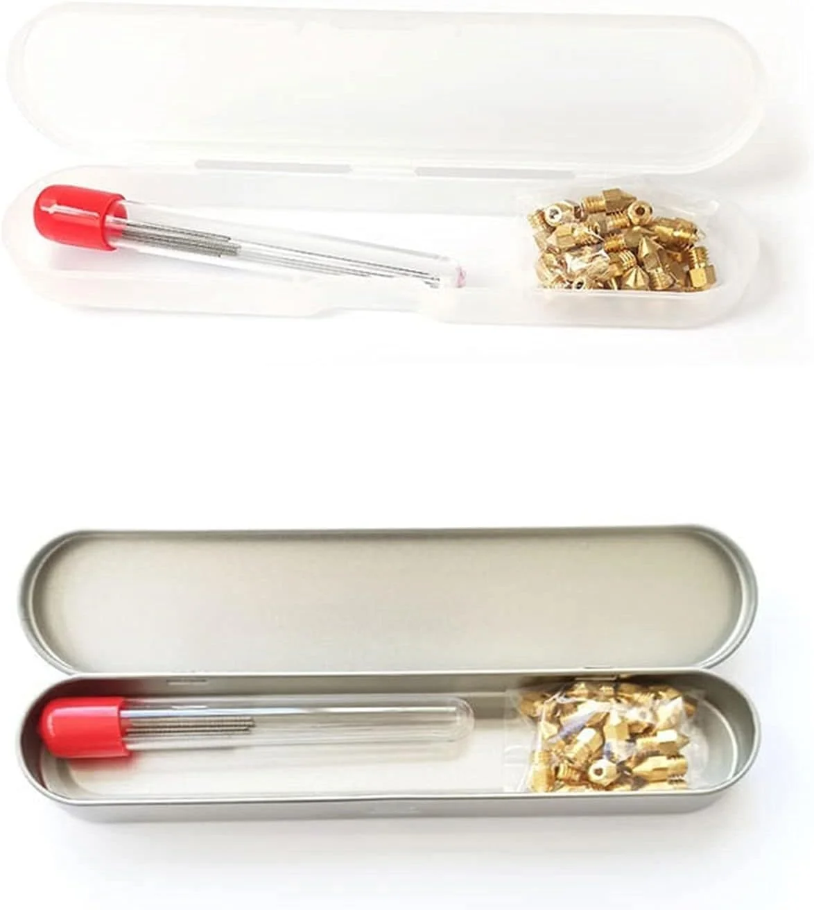 نازل برنجی BREAKA، اکسترودر MK8، رزوه M6، مواد مصرفی 1.75 میلی‌متری، به همراه جعبه نگهداری سوزن تمیز کننده، مجموعه 31 عددی، لوازم جانبی پرینتر سه بعدی