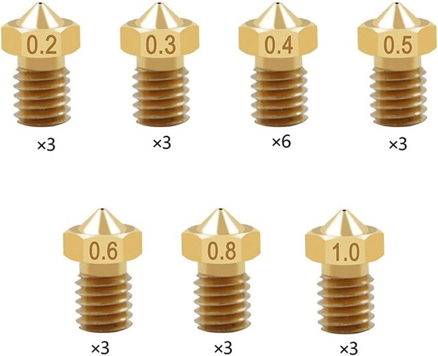 برکا ۲۴ عدد نازل برنجی + ۱۰ عدد کیت تمیز کننده نازل، لوازم جانبی پرینتر سه بعدی، رزوه M6، مناسب برای مواد مصرفی ۱.۷۵ میلی متری