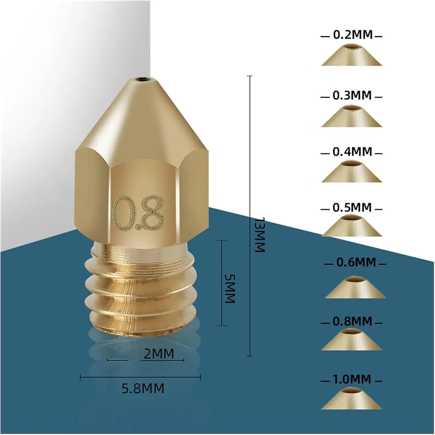 ۷ عدد نازل برنجی، نوک اکسترودر، مشخصات کامل، لوازم جانبی پرینتر سه بعدی، سخت افزار MK8 V6