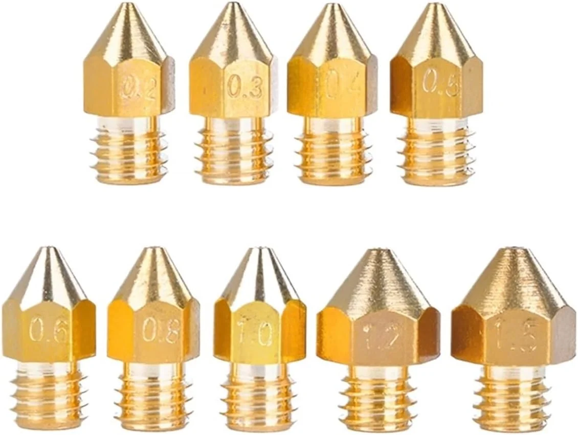 10 عدد نازل اکسترودر MK8 برنجی با علامت گذاری، سایز 0.4 میلی متر، مناسب برای پرینتر سه بعدی