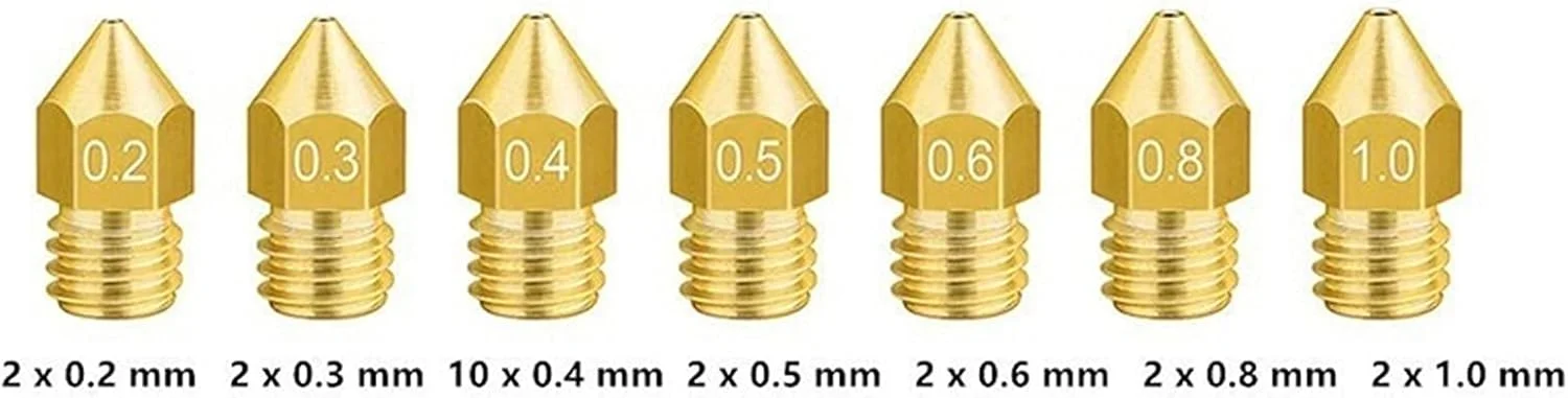 22 عدد نازل MK8، اکسترودر پرینتر، مناسب برای لوازم جانبی پرینتر سه بعدی 1.75 میلی متری