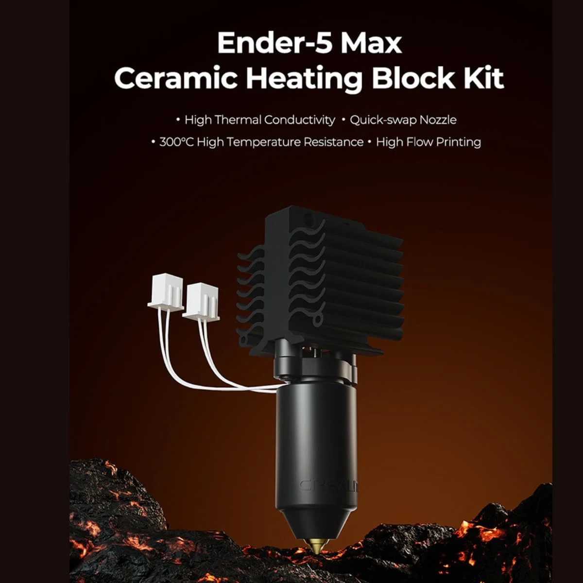 کیت بلوک حرارتی سرامیکی Ender 5 Max، مجموعه هات اند Ender 5 Max، رسانایی حرارتی بالا، چاپ با جریان بالا، مقاومت در برابر درجه حرارت بالا، تعویض سریع، اورجینال برای Creality (300℃)