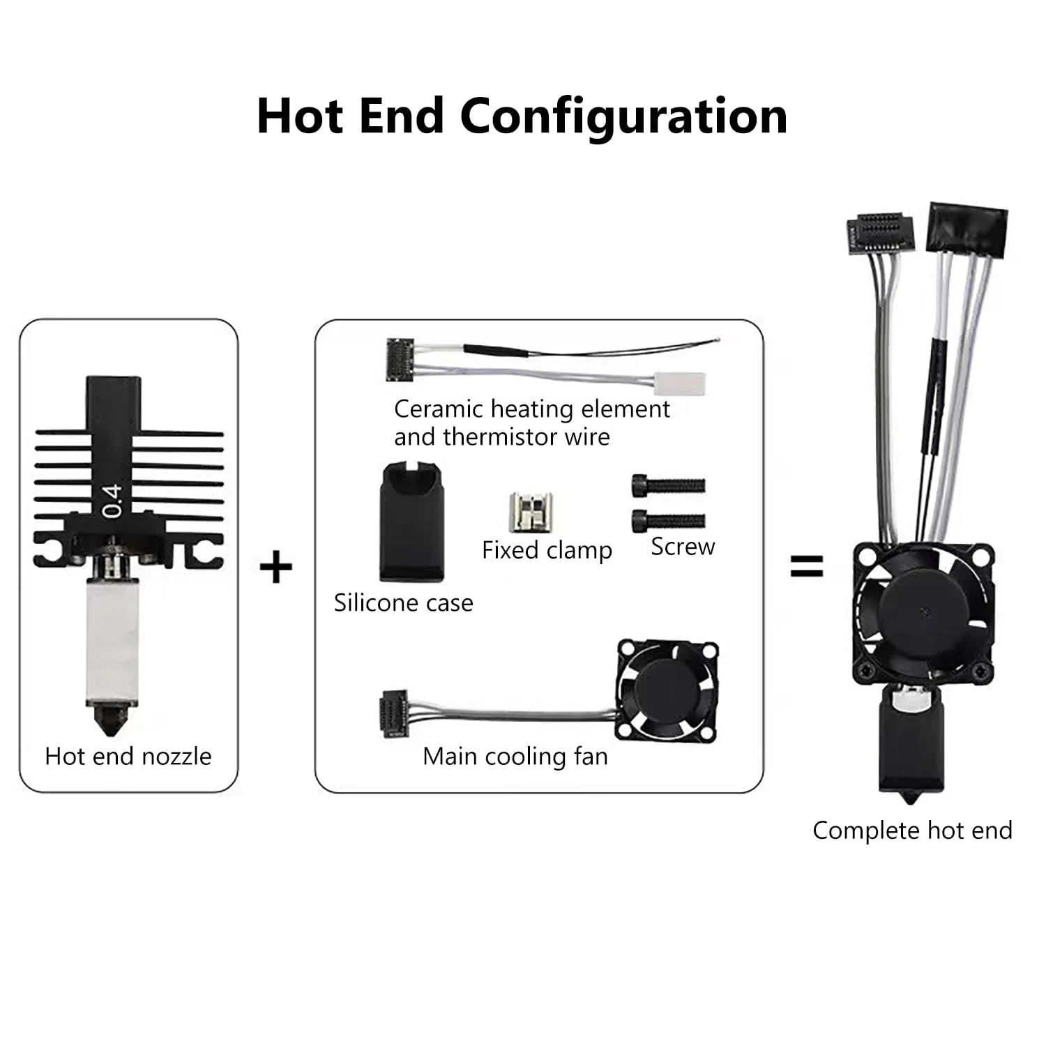 هات‌اند سرامیکی مونتاژ شده کامل P1P/P1S با فن و نازل فولادی سخت شده 0.4 میلی‌متری برای پرینتر سه بعدی Bambu Lab P1P/P1S، کیت اکسترودر هد پرینت هات اند با کارتریج گرمکن و ترمیستور برای پرینت با سرعت بالا
