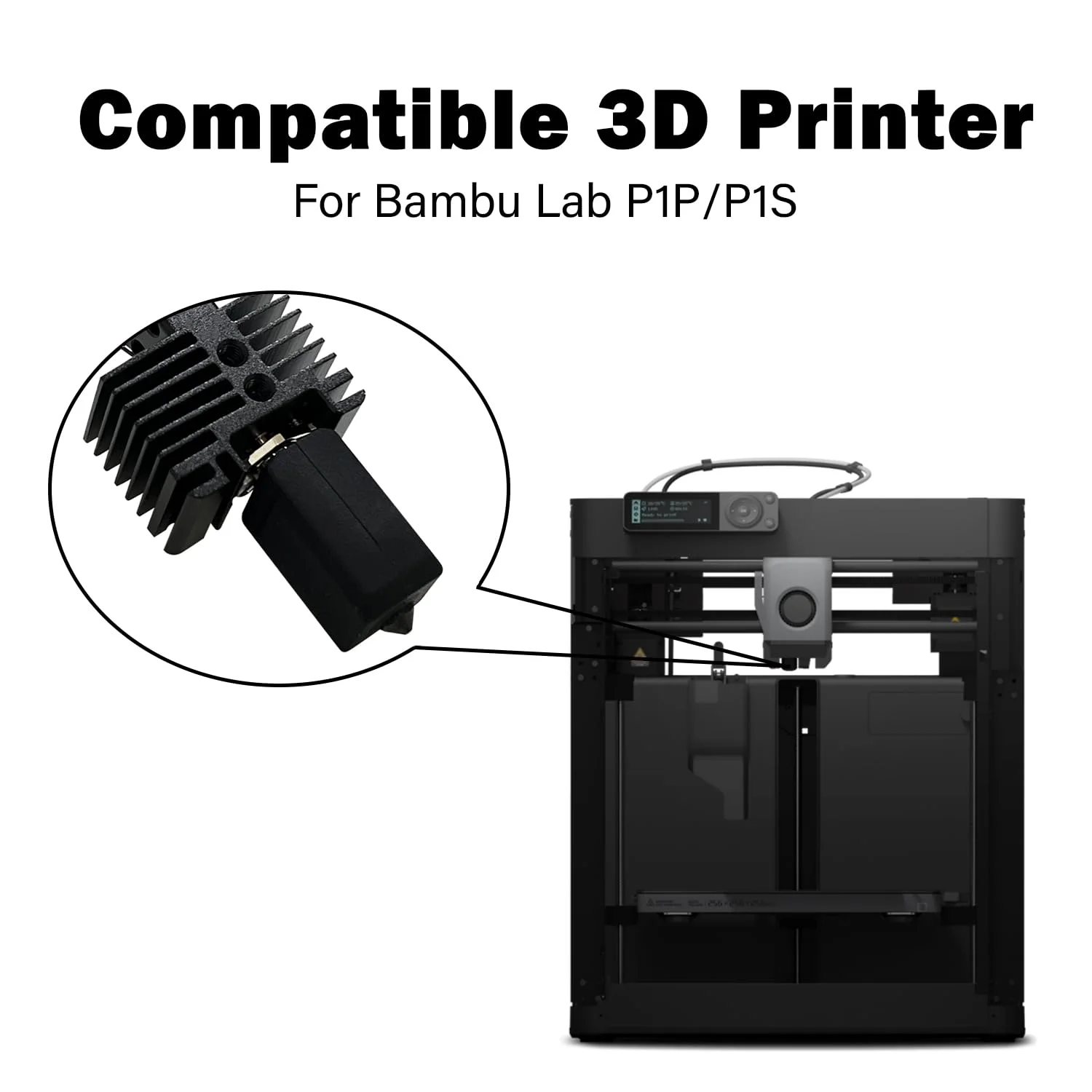 هات‌اند 0.6 میلی‌متری سرامیکی اسمبل شده اکسترودر برای پرینتر سه بعدی Bambu Lab P1P/P1S - کیت تعویض هد چاپ با نازل فولاد سخت 0.6 میلی‌متری، ترمیستور، کارتریج گرمکن و بلوک حرارتی