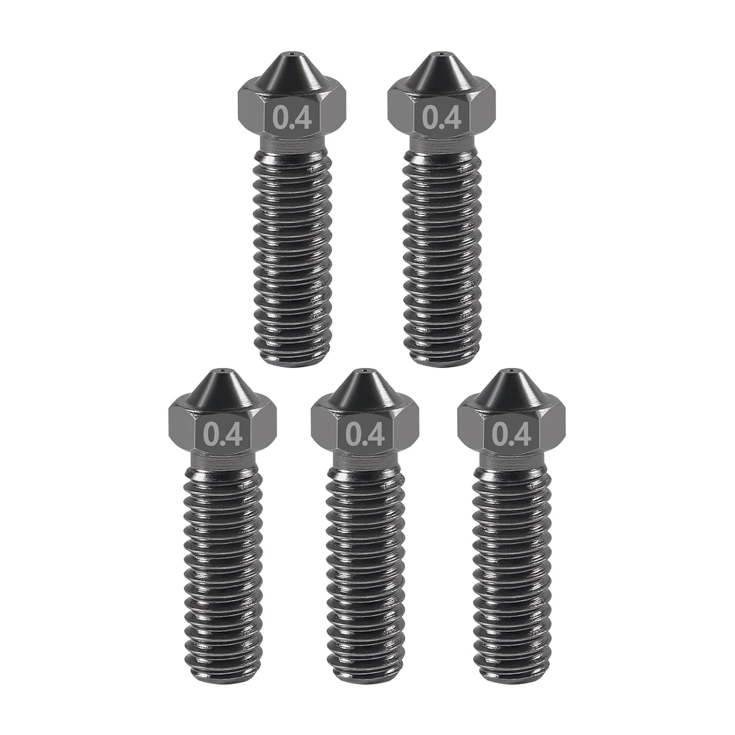 نازل فولادی سخت کاری شده پرینتر سه بعدی Aokin، 5 عدد، 0.4 میلی متر، برای نازل ولکانو، مقاوم در برابر سایش در دمای بالا، برای پرینتر سه بعدی Anycubic Vyper, Kobra Max, Kobra Plus، فیلامنت 1.75 میلی متری