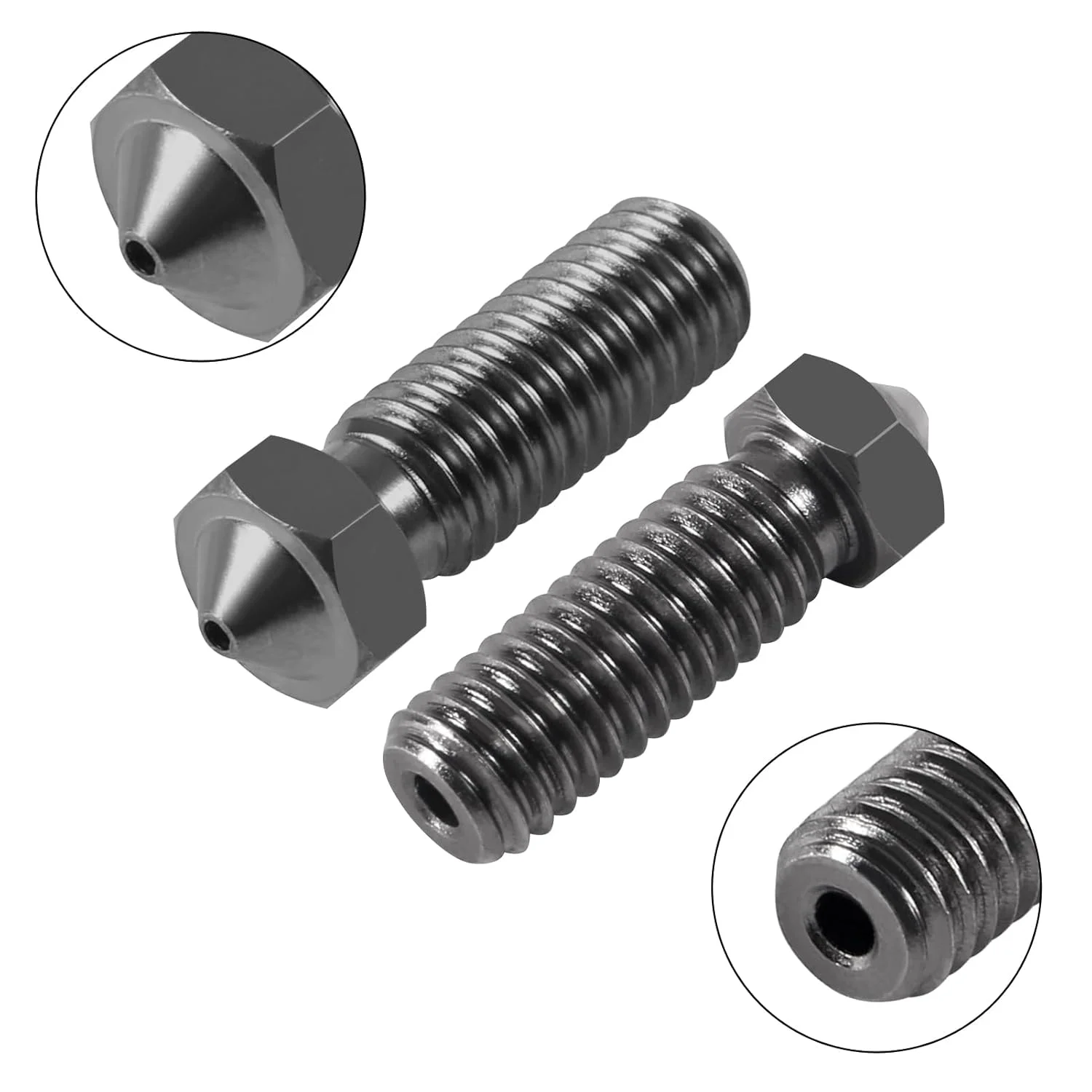 نازل فولادی سخت کاری شده پرینتر سه بعدی Aokin، 5 عدد، 0.4 میلی متر، برای نازل ولکانو، مقاوم در برابر سایش در دمای بالا، برای پرینتر سه بعدی Anycubic Vyper, Kobra Max, Kobra Plus، فیلامنت 1.75 میلی متری