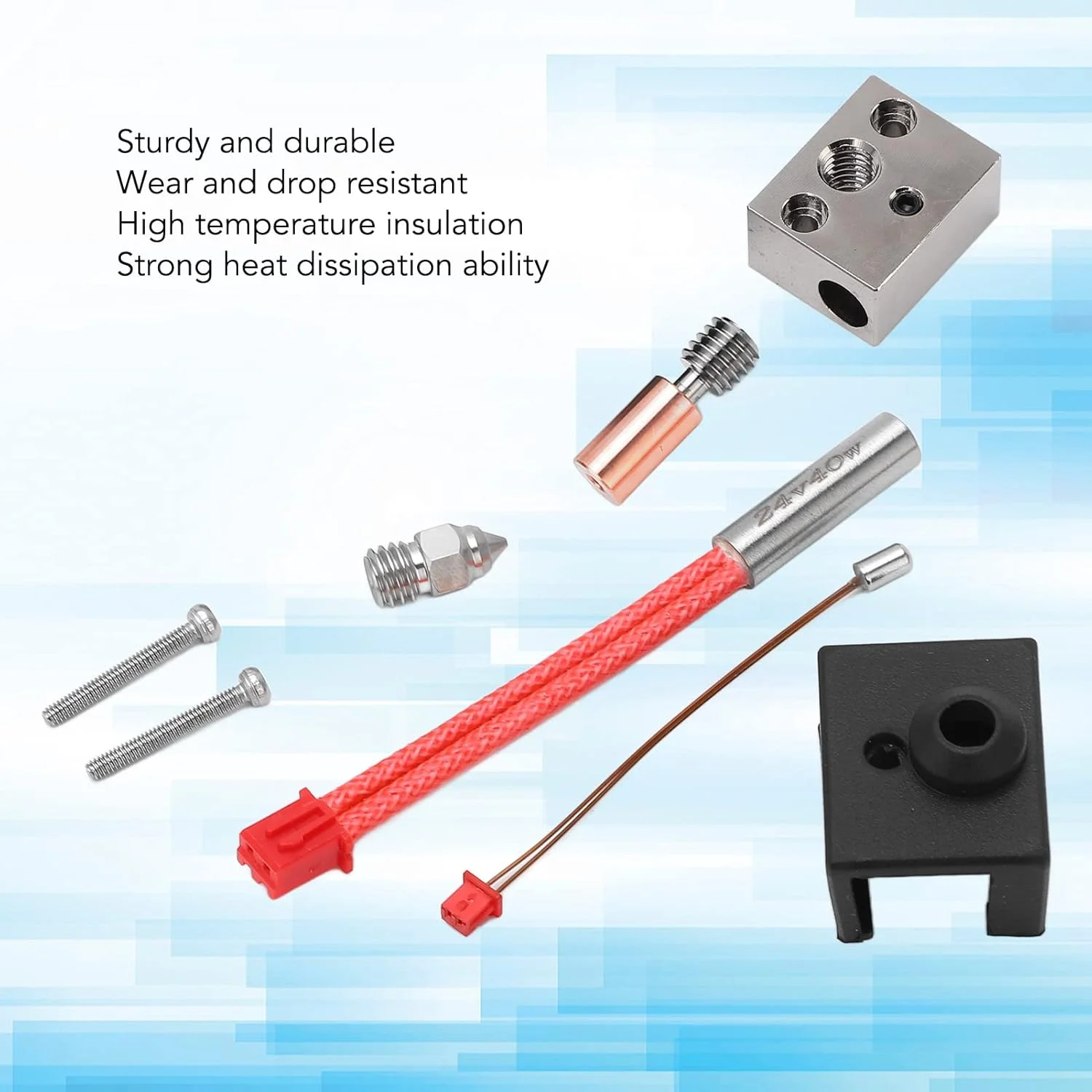 کیت هاتاند پرینتر سه بعدی، لوله گلو، نازل اکسترودر، قطعات اکسترودر نازل پرینتر، بلوک گرمایشی پرینتر برای 3 S1 24V 40W 300℃ کیت هاتاند پرینتر سه بعدی، لوله گلو، نازل اکسترودر، قطعات اکسترودر نازل پرینتر، بلوک گرمایشی پرینتر برای 3 S1 24V 40W 300℃