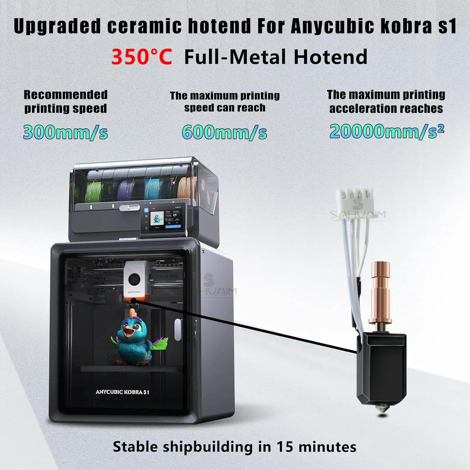 مجموعه ۴ عددی هات‌اند سرامیکی برای پرینتر سه بعدی Anycubic Kobra S1، ارتقاء هات‌اند Kobra S1، کیت اکسترودر هد چاپ نازل فولادی سخت شده ۰.۲ میلی‌متر ۰.۴ میلی‌متر ۰.۶ میلی‌متر ۰.۸ میلی‌متر، گرمایش سریع، چاپ دقیق با سرعت بالا