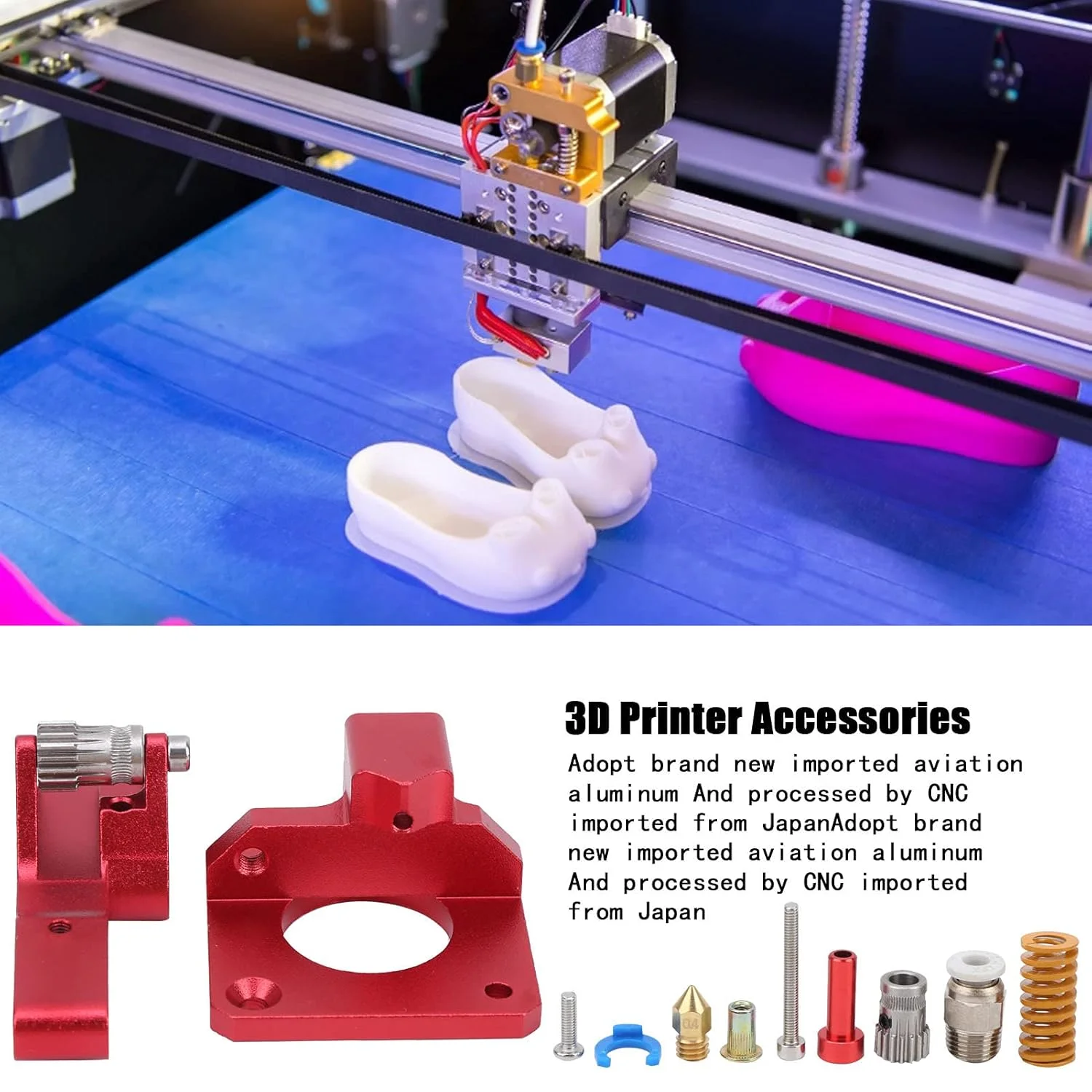 اکسترودر پرینتر سه بعدی، اکسترودر دنده دوبل آلیاژ آلومینیوم پرینتر سه بعدی، لوازم جانبی پرینتر سه بعدی، فیدر درایو اکسترودر برای لوازم جانبی پرینتر قرمز اورجینال