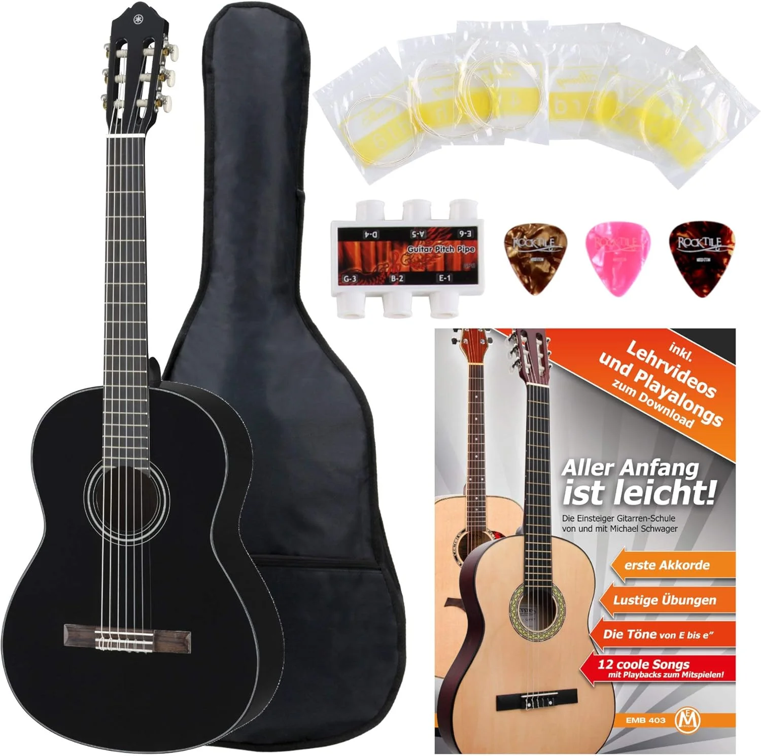 گیتار کلاسیک یاماها C40BL مشکی به همراه مجموعه لوازم جانبی