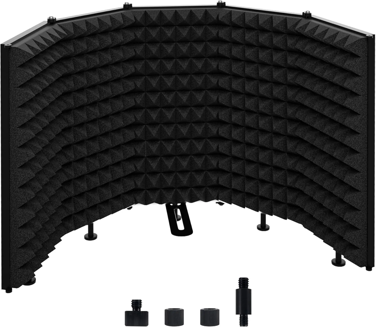 محافظ ایزولاسیون میکروفون - پنل ضد صدا تاشو و قابل تنظیم برای ضبط صدا، پادکست، اتاقک صدا، استودیو و استفاده خانگی (پنج طرفه بدون پایه)